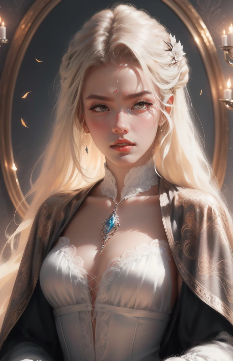{ - anatomy error}(Masterpiece - Ultra-detailed, very high resolution) Prepare to be enchanted by a true masterpiece that combines ultra-detailed art with high-resolution rendering. This work depicts a mesmerizing woman with very long blond hair (1.3) and captivating gray eyes (1.2), emanating an aura of elegance and mystery in Victorian settings. The intricate details and realistic textures invite you to explore every aspect of this enchanting composition. Woman wearing beautiful classic Victorian costume from the year 1878. Red lips. Happy face. Smiling. white (white) dress. de costas, looking back, com o queixo recostado ao ombro, dynamic poses. Get ready to dive into a world where beauty and craftsmanship merge perfectly.