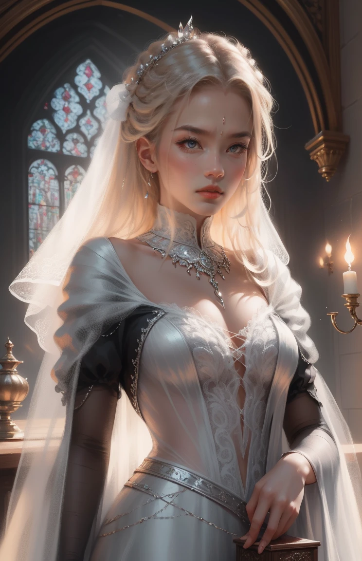 { - anatomy error}(Masterpiece - Ultra-detailed, very high resolution) Prepare to be enchanted by a true masterpiece that combines ultra-detailed art with high-resolution rendering. This work depicts a mesmerizing woman with very long blond hair (1.3) and captivating gray eyes (1.2), emanating an aura of elegance and mystery in Victorian settings. The intricate details and realistic textures invite you to explore every aspect of this enchanting composition. Woman wearing beautiful classic Victorian costume from the year 1878. Red lips. Happy face. Smiling. white (white) dress. de costas, looking back, com o queixo recostado ao ombro, dynamic poses. Get ready to dive into a world where beauty and craftsmanship merge perfectly.