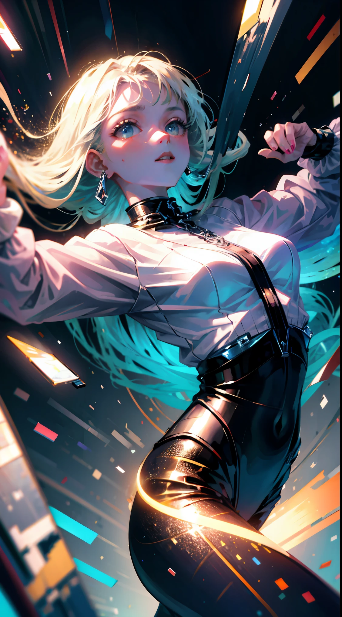 ridiculous solution, High resolution, (masterpiece:1.4), Super detailed, 1 girl, seen from above, space, floating, - At six o&#39;clock