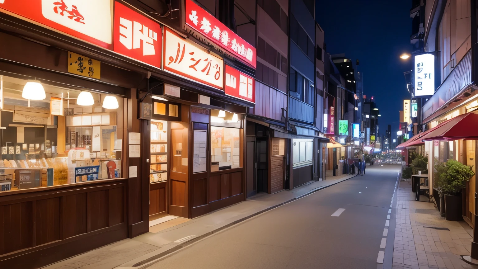 high definition images、Taken with a wide-angle lens、downtown Tokyo、Cityscape with a pub、A corner of the office district、back street、night scenery