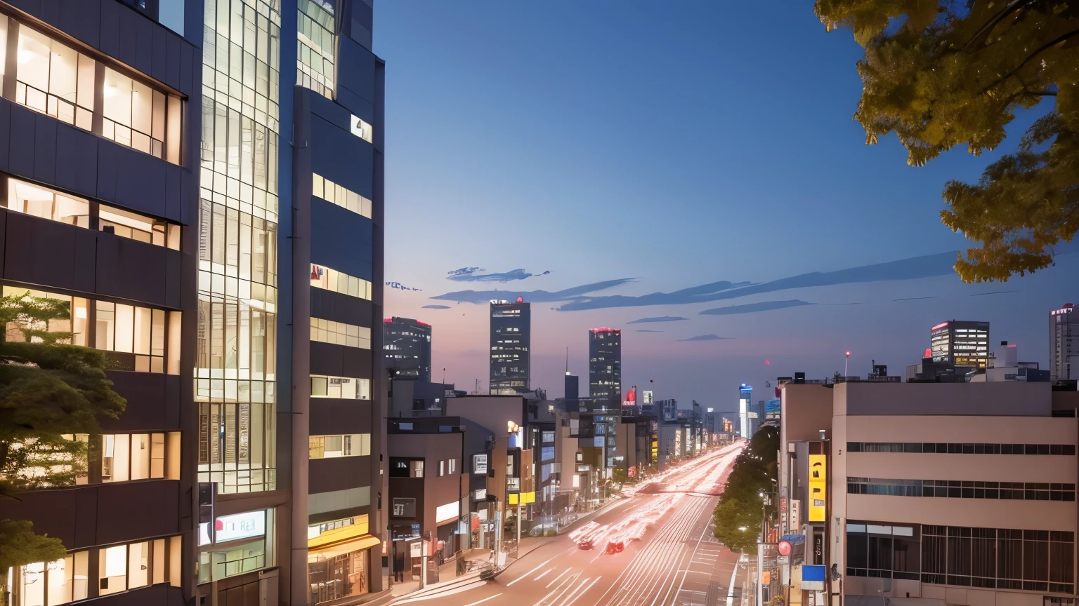 high definition images、Overall image、Taken with a wide-angle lens、downtown Tokyo、cityscape、office Street、Scenery of the tavern、A place to relax after leaving work、night scenery