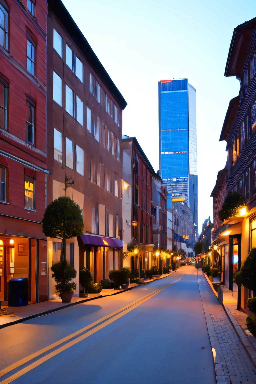 city street at dusk 