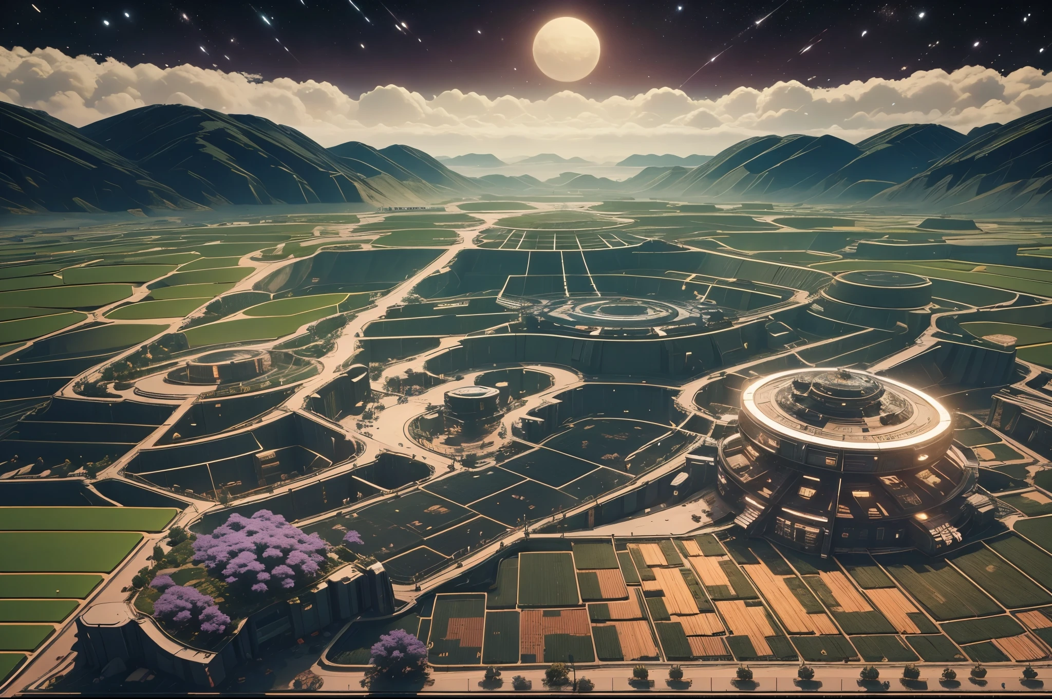 Start creative mode with futuristic rice fields and space stations。first，Draw a vast space background，The stars twinkle，The universe is deep。In this endless universe，A space station floats quietly，Its structure is complex and delicate，The surface reflects the sun&#39;s rays，Shimmering with metallic sheen。

underneath the space station，It&#39;s a rice field on the earth。This rice field contrasts sharply with space，It is full of life and vitality，Golden ears of rice sway in the sun，Like the green ocean of the earth。In the rice fields，Intelligent robotic arms are sowing accurately，Drones patrolling and monitoring，Demonstrate the efficiency and advancement of future agriculture。

To create a futuristic atmosphere，Can use more avant-garde and abstract colors and lines，such as deep purples、Neon blue and fluorescent green, etc.。The elements of the space station and rice fields can echo each other，Form unique visuals。simultaneously，Pay attention to maintaining overall unity，The elements of space and rice fields are integrated into the picture.，Presenting a futuristic beauty。

at last，Optimization and adjustment through AI tools，Make the scene of space station and futuristic rice fields more vivid and realistic。Such a design will show the perfect combination of future agriculture and space technology，Filled with infinite reverie about the future。