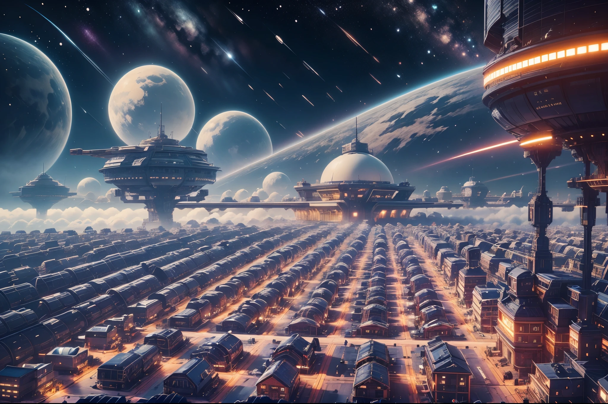 Start creative mode with futuristic rice fields and space stations。first,Draw a vast space background,The stars twinkle,The universe is deep。In this endless universe,A space station floats quietly,Its structure is complex and delicate,The surface reflects the sun's rays,Shimmering with metallic sheen。
underneath the space station,It's a rice field on the earth。This rice field contrasts sharply with space,It is full of life and vitality,Golden ears of rice sway in the sun,Like the green ocean of the earth。In the rice fields,Intelligent robotic arms are sowing accurately,Drones patrolling and monitoring,Demonstrate the efficiency and advancement of future agriculture。
To create a futuristic atmosphere,Can use more avant-garde and abstract colors and lines,such as deep purples、Neon blue and fluorescent green, etc.。The elements of the space station and rice fields can echo each other,Form unique visuals。simultaneously,Pay attention to maintaining overall unity,The elements of space and rice fields are integrated into the picture.,Presenting a futuristic beauty。
at last,Optimization and adjustment through AI tools,Make the scene of space station and futuristic rice fields more vivid and realistic。Such a design will show the perfect combination of future agriculture and space technology,Filled with infinite reverie about the future。