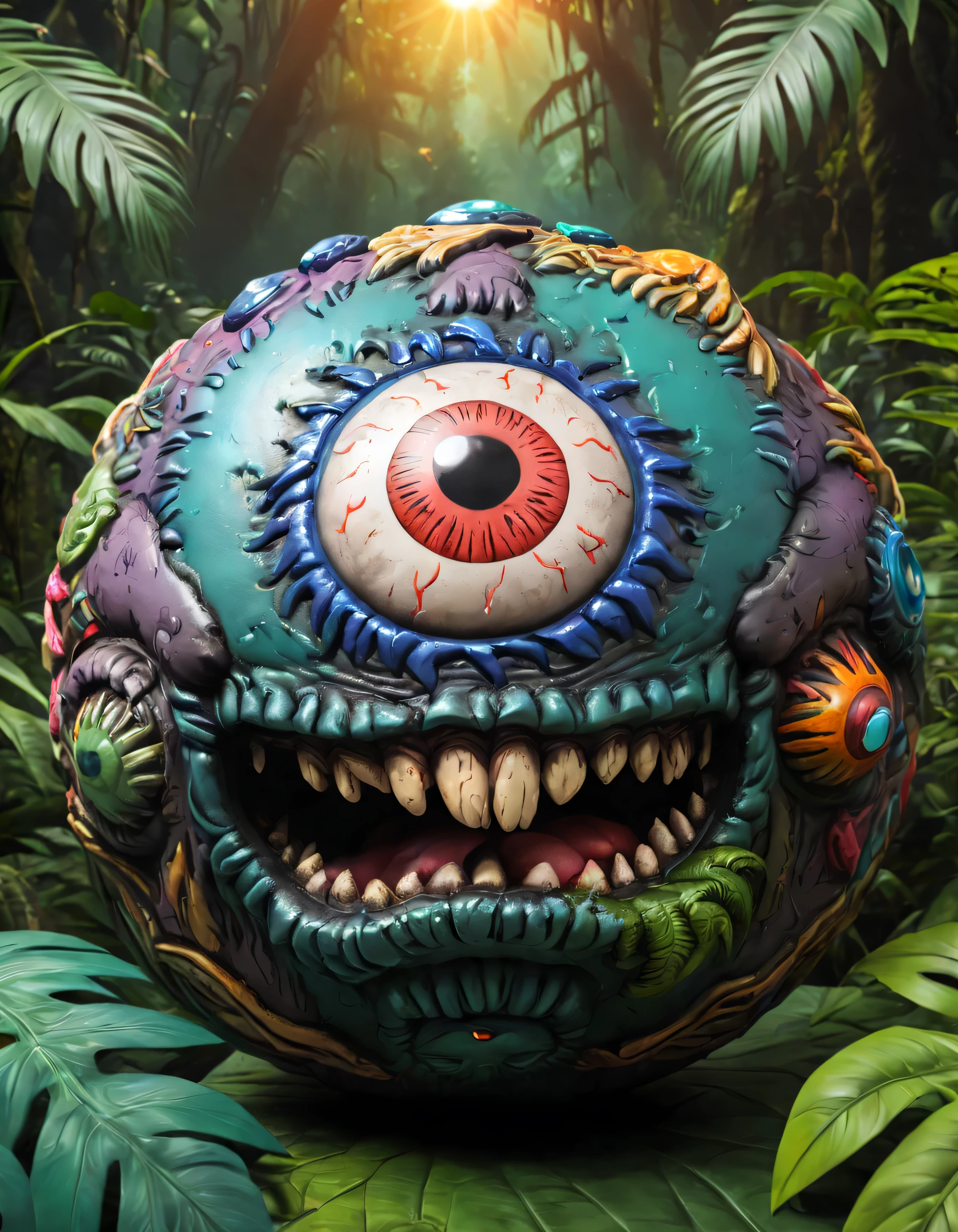 madball cosmic asteroid eyeball ballz jungle background high saturation highres detailed