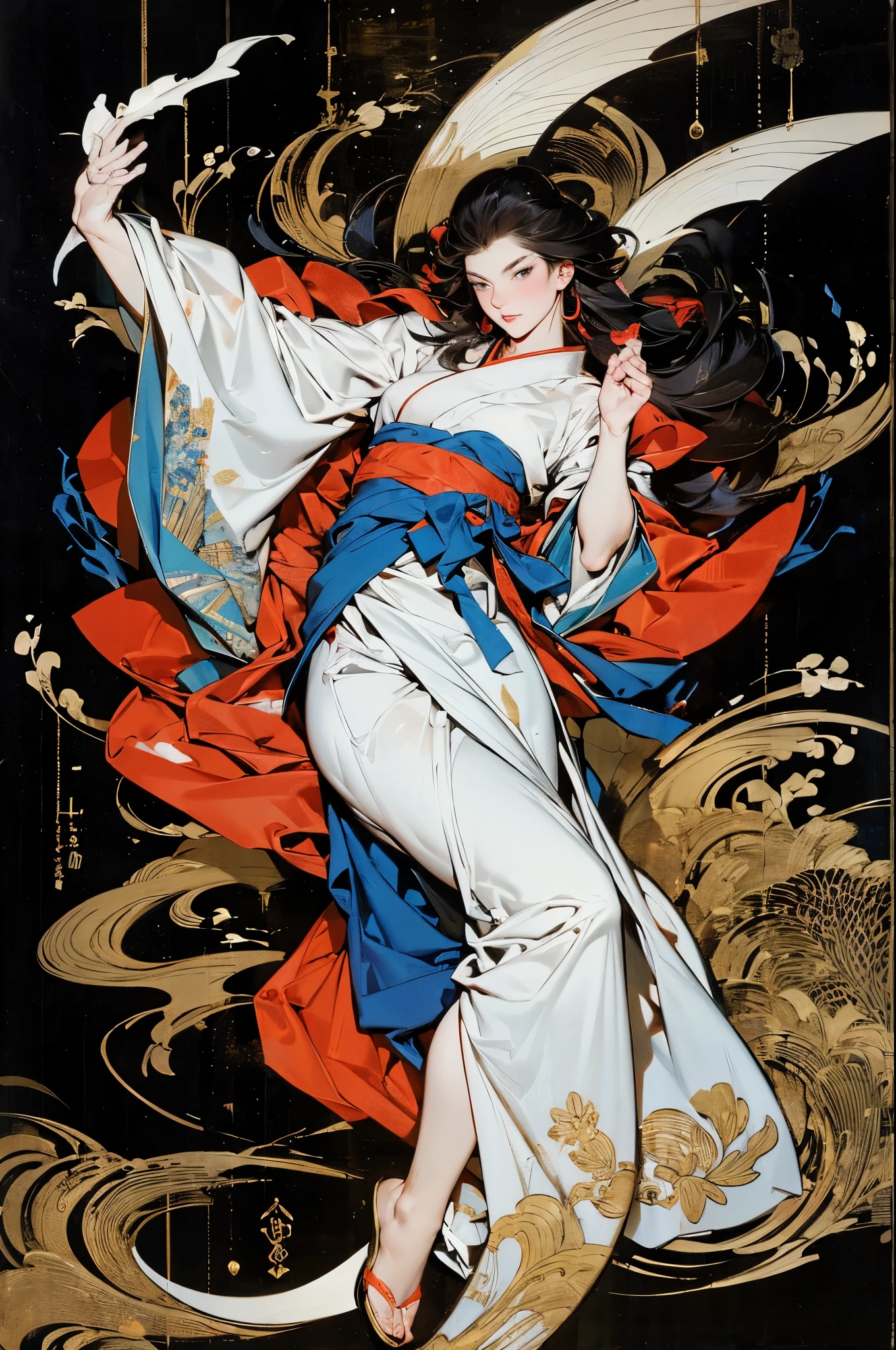 Umalinda warrior sexy, pretty face, Delicious Company, Alluring figure, Wearing a sexy open kimono. The artwork is created in a medium reminiscent of Japanese ink paintings....., 具有大胆的笔触和Monochromatic color palette. artist'Masterful technique reveals the intensity and power of the image'sense of presence,with the highest quality, Perfectly capture every detail with ultra-high resolution. Textures and intricate patterns on kimonos are rendered with extreme precision. Lighting is carefully designed,Enhance drama, Features deep shadows and subtle highlights. General, The artwork exudes elegance and power, Combining traditional Japanese aesthetics with a modern feel. Monochromatic color palette, Combine details, Create captivating and immersive experiences for your audience.
