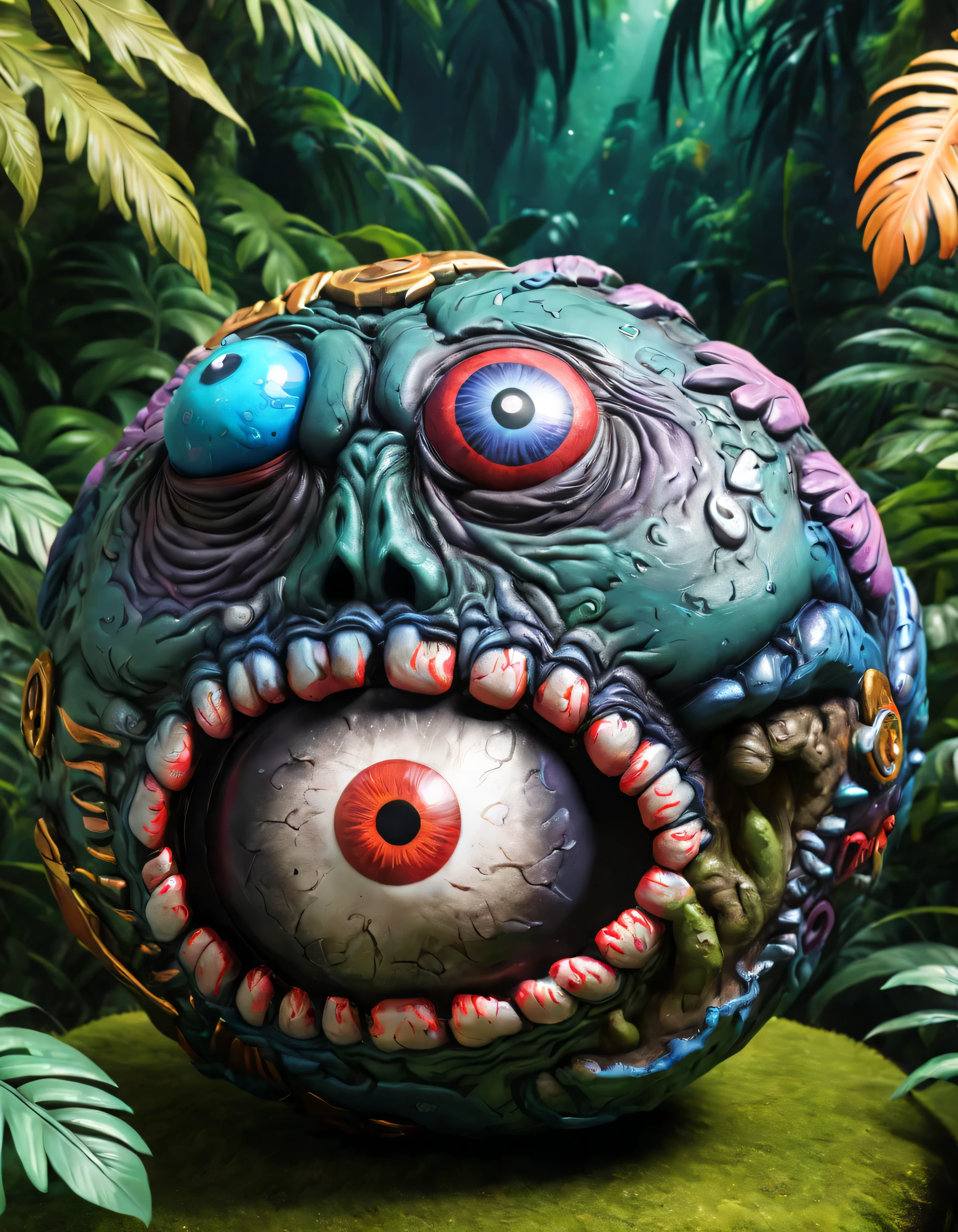 madball cosmic asteroid eyeball ballz jungle background high saturation highres detailed