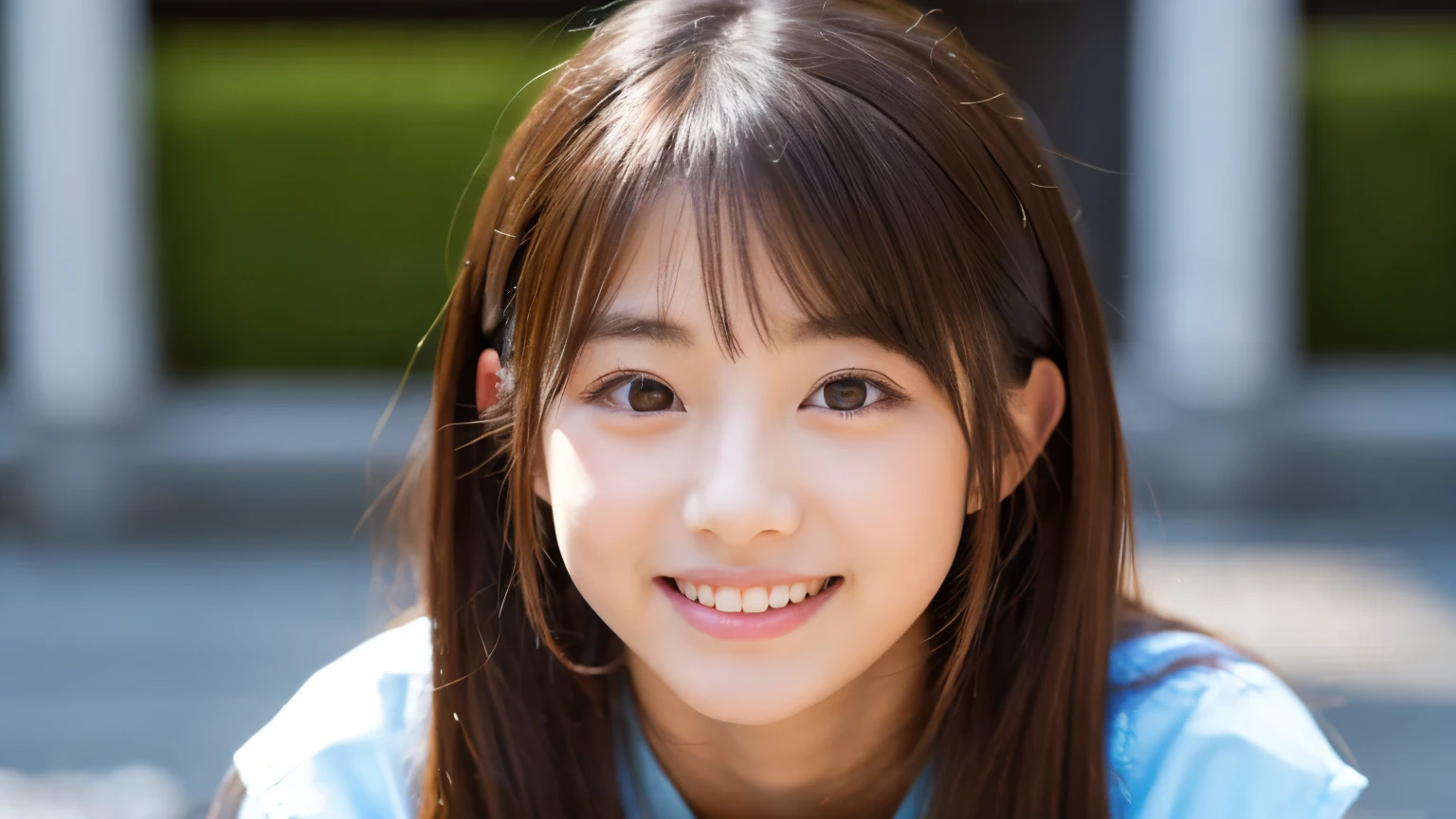 Japanese、21 years old、Bright and friendly、innocent、big eyes、thick lips、real、whole body