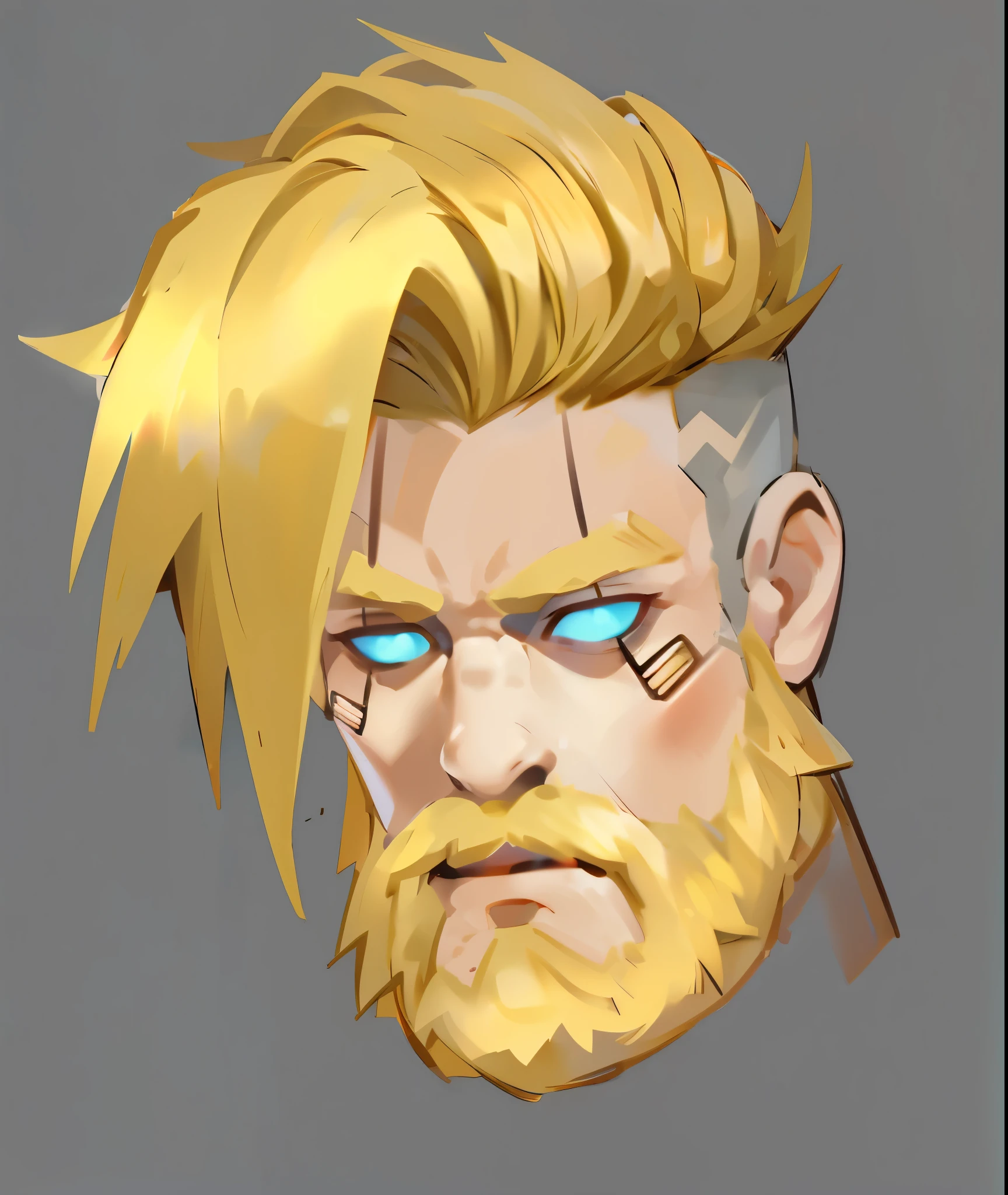 blond man，bearded，handsome guy，glowing eyes