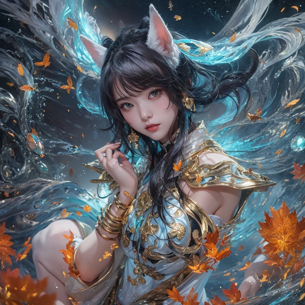 Feitian Nine Tails Light Blue Celestial Master Flame Hairy Fox Star，novel，Torch Night Black Gold Orange Snake Print Silk Trousers，Rouge Diamond Tulle Sheer Lizard Print，Fat girl flying in space in the snow 1:900 miniatures，Front view，pure transparency，put on boxing gloves，Wear gold-framed reflective sunglasses，Panoramic super wide angle，very happy，Authentic and delicate texture，Strong visual impact，Super detailed，dream girl，delicate face型，beautiful eyes，Hair floating in the air， Cherry style，Zhou Xiaotong，crystal clear，Good sense of perspective，Light and shadow effects，16K smooth，surface reflected light，flowing black hair，Water Goddess 32K，complicated，grace，Very detailed，magnificent，digital photography，Autumn Cowboy Shooting，Surrealism，broken ruby，defeat magic，Water magic entanglement，（masterpiece，movie lighting，beautiful eyes：1.2），high dynamic range，void 5 energy storm，(china 1 girl，black eyes:1.5），rouge skin，glowing skin，(sit on stone：1.5），delicate face，black hair，Put on gorgeous golden armor，take off shoulders，，short skirt，beautiful golden armor，it&#39;It&#39;s raining，beautiful big breasts，looking at the audience，Turn your back to the camera，masterpiece，side,side人像特写