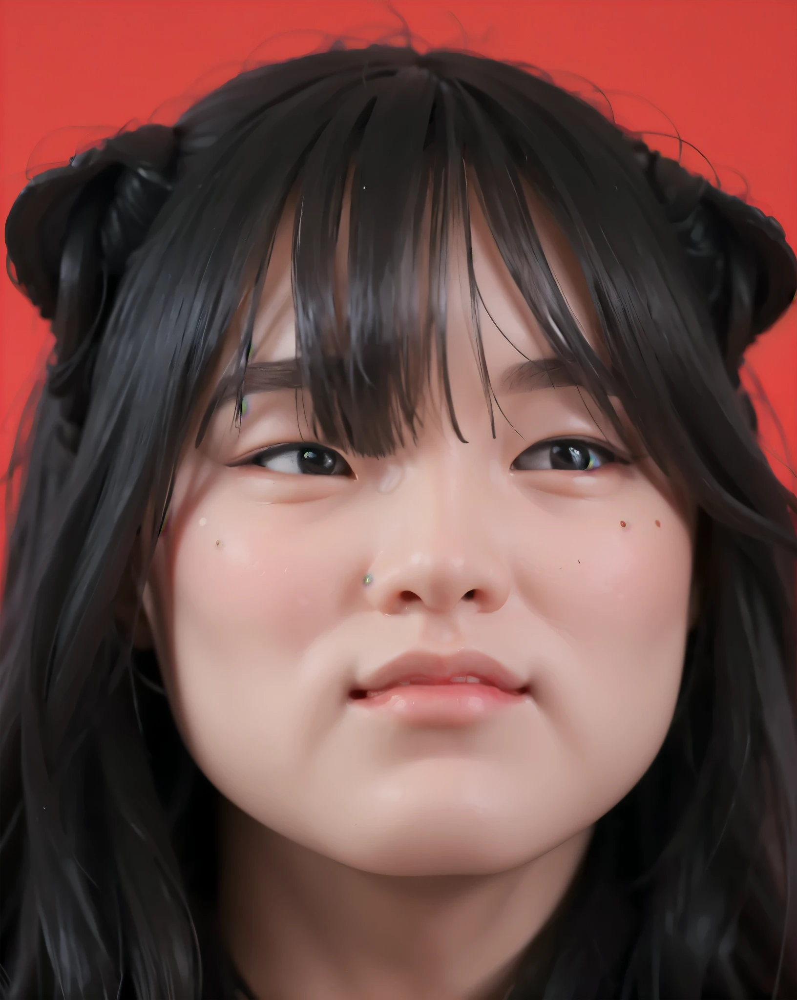 A detailed face action figure, A girl Action figure, an action figure of a girl wearing a red jersey and black pants, cute face Action figure, kiss lips, cute lips, asian face action figure, resin skin, resin statue, toys, resin skin, simple background