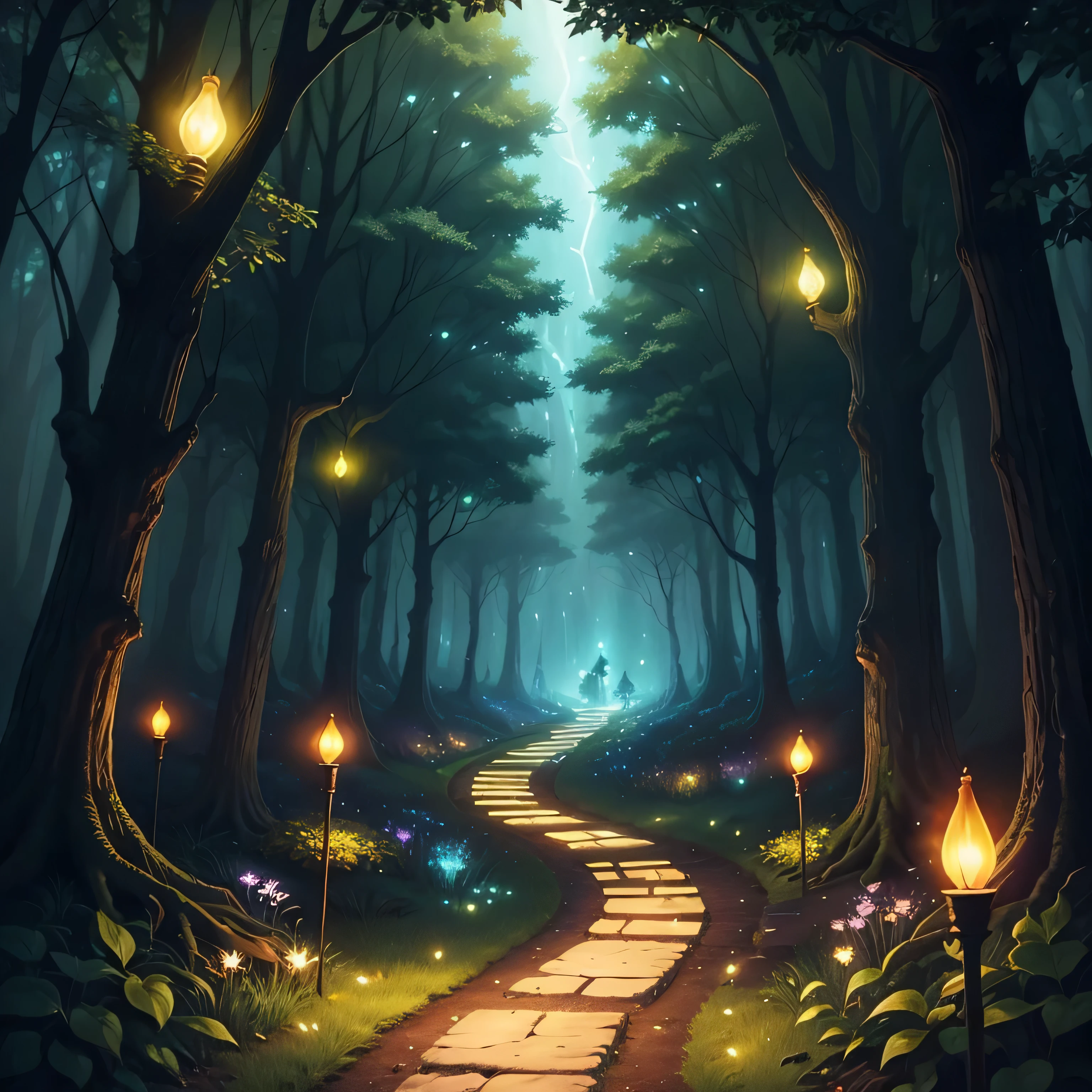 Glowing Fireflies:

Image: Fireflies lighting up a magical pathway, guiding the characters through a dream forest.