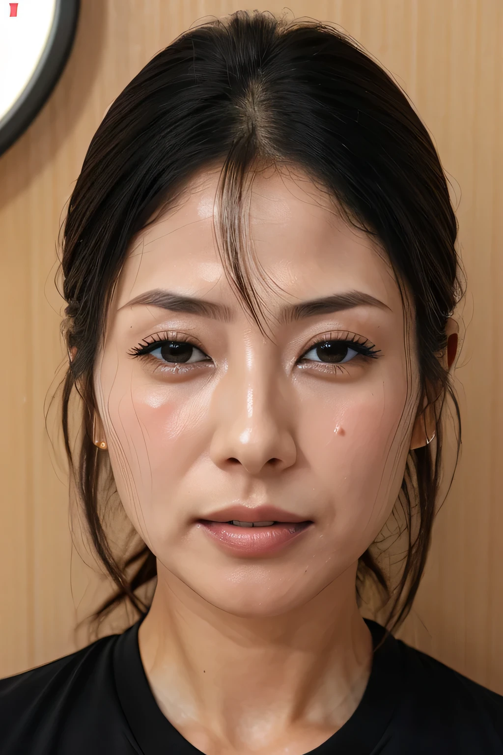 do, highest quality, (Highly detailed CG Unity 8k wallpaper), (highest quality),edge orgasm、faceフォーカス、woman with open mouth and closed eyes、woman with edge_face、30 years old、black hair、very small toilet、((Sweat) ),((Sweatで光る肌))((Sweatで光る鎖骨,Sweatで光るface)),（(Sweatだくの肌))((Sweatで濡れた肌)),