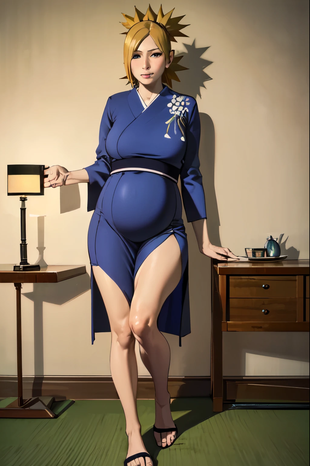 (best quality,4k,8k,highres,masterpiece:1.2),ultra-detailed,(realistic,photorealistic,photo-realistic:1.37),Madura temari doll, pregnant woman, medium breasts, slim legs, posing in different positions, sexy clothing, luxurious Japanese-style room, illuminated with candles, traditional Japanese painting style, vibrant colors, soft lighting