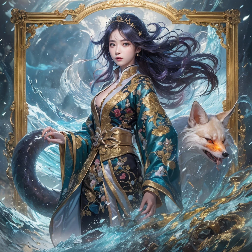 Feitian Nine Tails Light Blue Celestial Master Flame Hairy Fox Star,novel,Torch Night Black Gold Orange Snake Print Silk Trousers,Rouge Diamond Tulle Sheer Lizard Print,Fat girl flying in space in the snow 1:900 miniatures,Front view,pure transparency,put on boxing gloves,Wear gold-framed reflective sunglasses,Panoramic super wide angle,very happy,Authentic and delicate texture,Strong visual impact,Super detailed,dream girl,delicate face型,beautiful eyes,Hair floating in the air, Cherry style,Zhou Xiaotong,crystal clear,Good sense of perspective,Light and shadow effects,16K smooth,surface reflected light,flowing black hair,Water Goddess 32K,complicated,grace,Very detailed,magnificent,digital photography,Autumn Cowboy Shooting,Surrealism,broken ruby,defeat magic,Water magic entanglement,(masterpiece,movie lighting,beautiful eyes:1.2),high dynamic range,void 5 energy storm,(china 1 girl,black eyes:1.5),rouge skin,glowing skin,(sit on stone:1.5),delicate face,black hair,Put on gorgeous golden armor,take off shoulders,,short skirt,beautiful golden armor,it'It's raining,beautiful big breasts,looking at the audience,Turn your back to the camera,masterpiece,side,side人像特写鹅粉黄 blue colors,enamel,agate,A flesh-colored world,Blood Blue Girl 32K(tmasterpiece,HD,Aoyama Pond,Ultra high quality,32)long flowing bright blue hair,blood pool,Ziddink, a color,Grumpy (After greeting), (Linen scarf), fighting stance, looking at the ground, Goose pink long hair, Floating bright blue, Fire cloud gold headdress, Chinese long-sleeved gold silk burgundy garment, (Abstract metaverse splash:1.2), White background,Peony flower vitality protector(粉realisticlying:1.4),bright purple hair,Smoke on the road,The background is very pure, high resolution, detail, RAW photos, Sharp Re, Nikon D850 film photo by Jefferies Lee 4 Kodak Portra 400 camera F1.6 guns, Rich pink shade, Ultra-realistic and vivid textures, dramatic lighting, Unreal Engine Art Station Trend, Sinest Powder 800,一个有着long flowing bright blue hair的女孩,Huge colorful bubbles鹅粉黄