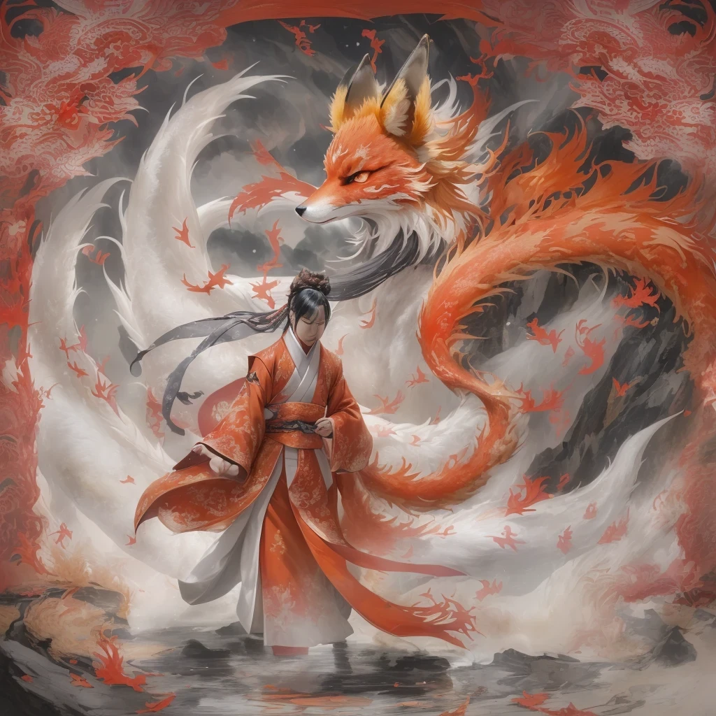 Nine-tailed fox 32k,red and white仙魔界, Chance encounter with Liu Hanshu, He saw his old self in him, Decided to accept him as a disciple, teach him how to protect himself, But because of the hidden star map, Phoenix and the Liu family、Jade Sword Sect builds relationships, Beginning with the death of Liu Hanshu, Qin Yu embarked on the road of confrontation with powerful enemies, work hard, make yourself stronger, Stick to your core path of justice, (nine-tailed fox)eyes full of anger,red and whitenine-tailed fox握緊了拳頭,dash forward,Give the opponent a fatal blow,full body lesbian,Full body nine-tailed fox male mage 32k(傑作canyon超HD)Phoenix(canyon)climb the streets, explosion scene(nine-tailed fox), (dragon), nine-tailed fox憤怒的戰鬥姿態, looking at the ground, batik linen headscarf, 中國red and white圖案長袖服裝, canyonred and whitenine-tailed fox(abstract acrylic splash:1.2)red and white(realistically:1.4),black hair,flour fluttering,rainbow background, high resolution, detail, RAW photos, Sharp Re, Nikon D850 film photo by Jefferies Lee 4 Kodak Portra 400 camera F1.6 guns, colorful, Ultra-realistic and vivid textures, dramatic lighting, Unreal Engine Art Station Trend, Sinest 800,red and white飄逸的霧氣,(((叢林canyon)))The injured line up in the street(OK)climb the streets,Movie Master Instant Image Quality(masterpiece,HD,Ultra high quality,32k) (linen batik scarf), fighting stance, looking at the ground, Linen bandana, 中國nine-tailed fox圖案長袖服裝, 早上的nine-tailed fox(Abstract gouache splash:1.2), dark clouds lightning background,sprinkling