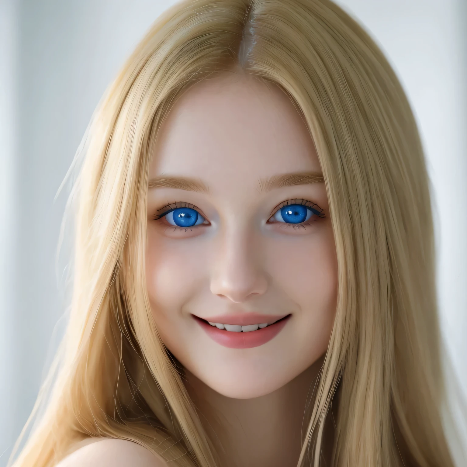 (best quality,highres),detailed eyes,detailed lips,(realistic:1.37),portrait,blonde girl with long hair and blue eyes,smiling
