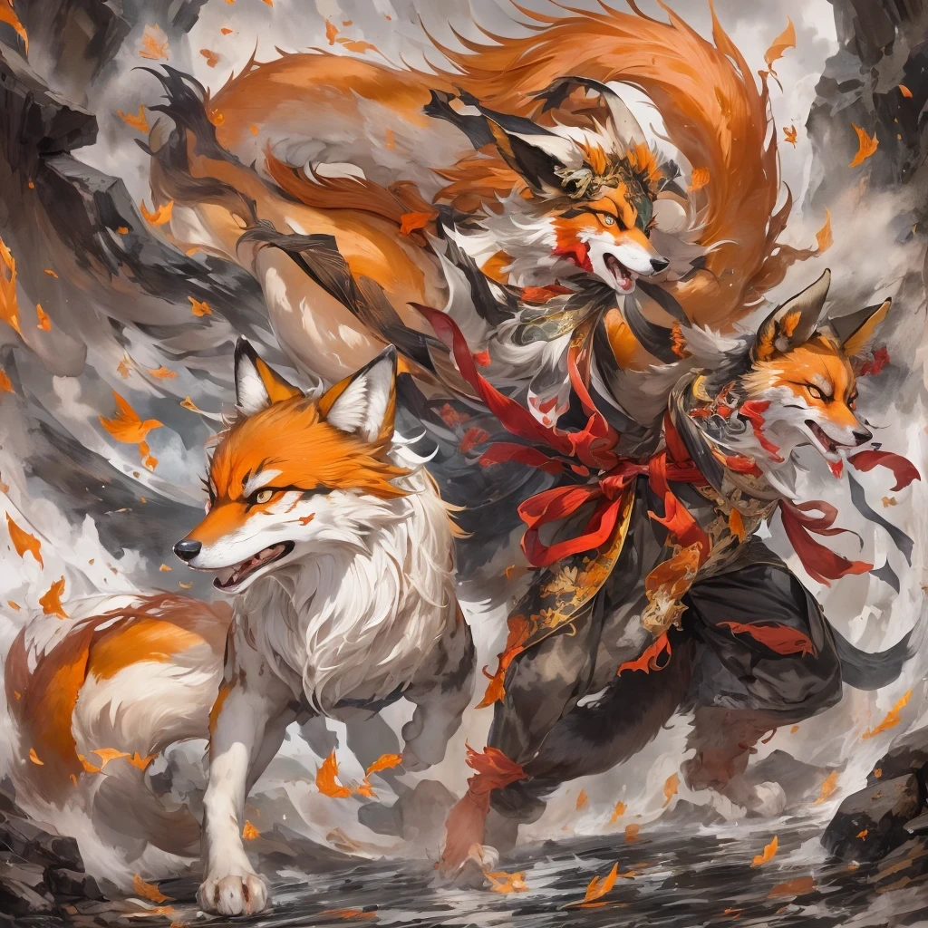 Nine-tailed fox 32k,red and white仙魔界, Chance encounter with Liu Hanshu, He saw his old self in him, Decided to accept him as a disciple, teach him how to protect himself, But because of the hidden star map, Phoenix and the Liu family、Jade Sword Sect builds relationships, Beginning with the death of Liu Hanshu, Qin Yu embarked on the road of confrontation with powerful enemies, work hard, make yourself stronger, Stick to your core path of justice, (nine-tailed fox)eyes full of anger,red and whitenine-tailed fox握緊了拳頭,dash forward,Give the opponent a fatal blow,full body lesbian,Full body nine-tailed fox male mage 32k(傑作canyon超HD)Phoenix(canyon)climb the streets, explosion scene(nine-tailed fox), (dragon), nine-tailed fox憤怒的戰鬥姿態, looking at the ground, batik linen headscarf, 中國red and white圖案長袖服裝, canyonred and whitenine-tailed fox(abstract acrylic splash:1.2)red and white(realistically:1.4),black hair,flour fluttering,rainbow background, high resolution, detail, RAW photos, Sharp Re, Nikon D850 film photo by Jefferies Lee 4 Kodak Portra 400 camera F1.6 guns, colorful, Ultra-realistic and vivid textures, dramatic lighting, Unreal Engine Art Station Trend, Sinest 800,red and white飄逸的霧氣,(((叢林canyon)))The injured line up in the street(OK)climb the streets,Movie Master Instant Image Quality(masterpiece,HD,Ultra high quality,32k) (linen batik scarf), fighting stance, looking at the ground, Linen bandana, 中國nine-tailed fox圖案長袖服裝, 早上的nine-tailed fox(Abstract gouache splash:1.2), dark clouds lightning background,sprinkling