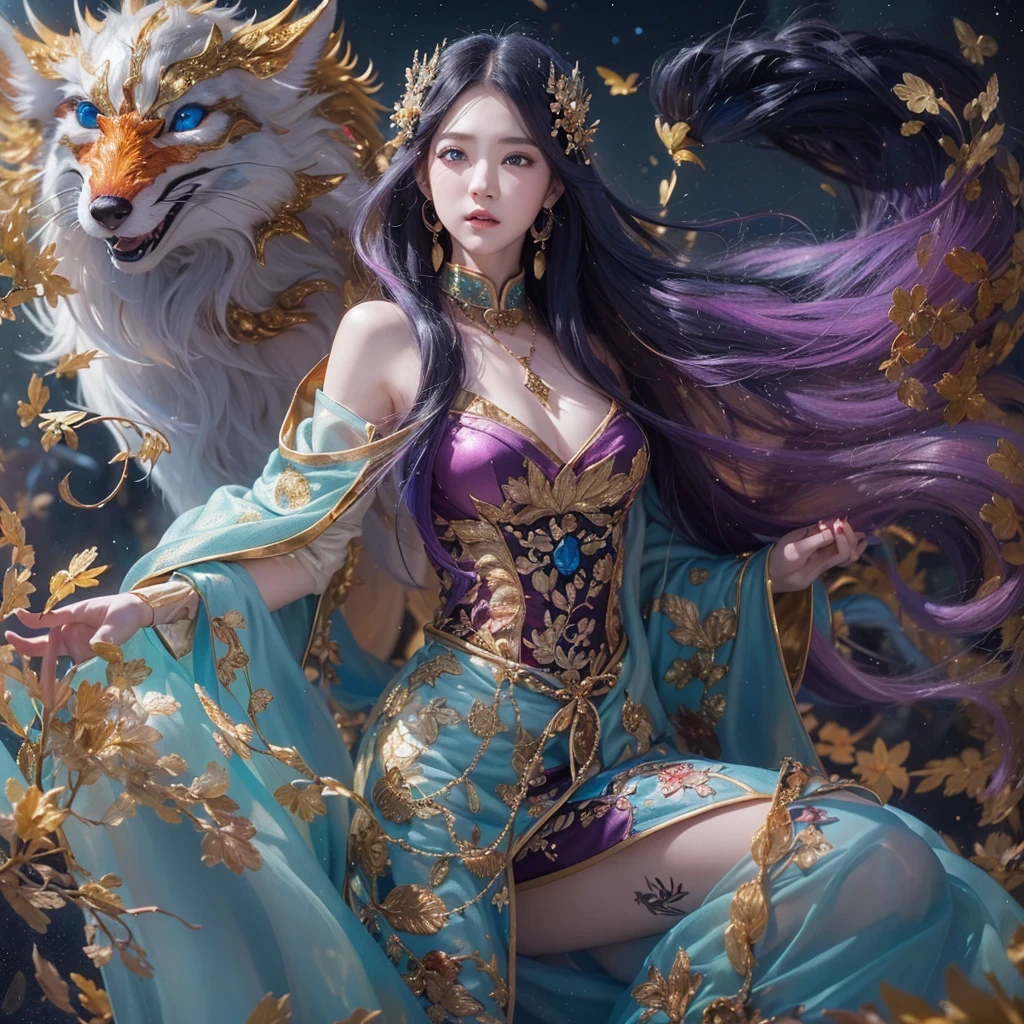 Feitian Nine Tails Light Blue Celestial Master Flame Hairy Fox Star,novel,Torch Night Black Gold Orange Snake Print Silk Trousers,Rouge Diamond Tulle Sheer Lizard Print,Fat girl flying in space in the snow 1:900 miniatures,Front view,pure transparency,put on boxing gloves,Wear gold-framed reflective sunglasses,Panoramic super wide angle,very happy,Authentic and delicate texture,Strong visual impact,Super detailed,dream girl,delicate face型,beautiful eyes,Hair floating in the air, Cherry style,Zhou Xiaotong,crystal clear,Good sense of perspective,Light and shadow effects,16K smooth,surface reflected light,flowing black hair,Water Goddess 32K,complicated,grace,Very detailed,magnificent,digital photography,Autumn Cowboy Shooting,Surrealism,broken ruby,defeat magic,Water magic entanglement,(masterpiece,movie lighting,beautiful eyes:1.2),high dynamic range,void 5 energy storm,(china 1 girl,black eyes:1.5),rouge skin,glowing skin,(sit on stone:1.5),delicate face,black hair,Put on gorgeous golden armor,take off shoulders,,short skirt,beautiful golden armor,it'It's raining,beautiful big breasts,looking at the audience,Turn your back to the camera,masterpiece,side,side人像特写鹅粉黄 blue colors,enamel,agate,A flesh-colored world,Blood Blue Girl 32K(tmasterpiece,HD,Aoyama Pond,Ultra high quality,32)long flowing bright blue hair,blood pool,Ziddink, a color,Grumpy (After greeting), (Linen scarf), fighting stance, looking at the ground, Goose pink long hair, Floating bright blue, Fire cloud gold headdress, Chinese long-sleeved gold silk burgundy garment, (Abstract metaverse splash:1.2), White background,Peony flower vitality protector(粉realisticlying:1.4),bright purple hair,Smoke on the road,The background is very pure, high resolution, detail, RAW photos, Sharp Re, Nikon D850 film photo by Jefferies Lee 4 Kodak Portra 400 camera F1.6 guns, Rich pink shade, Ultra-realistic and vivid textures, dramatic lighting, Unreal Engine Art Station Trend, Sinest Powder 800,一个有着long flowing bright blue hair的女孩,Huge colorful bubbles鹅粉黄