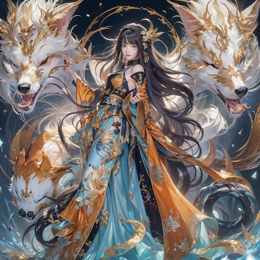 Feitian Nine Tails Light Blue Celestial Master Flame Hairy Fox Star,novel,Torch Night Black Gold Orange Snake Print Silk Trousers,Rouge Diamond Tulle Sheer Lizard Print,Fat girl flying in space in the snow 1:900 miniatures,Front view,pure transparency,put on boxing gloves,Wear gold-framed reflective sunglasses,Panoramic super wide angle,very happy,Authentic and delicate texture,Strong visual impact,Super detailed,dream girl,delicate face型,beautiful eyes,Hair floating in the air, Cherry style,Zhou Xiaotong,crystal clear,Good sense of perspective,Light and shadow effects,16K smooth,surface reflected light,flowing black hair,Water Goddess 32K,complicated,grace,Very detailed,magnificent,digital photography,Autumn Cowboy Shooting,Surrealism,broken ruby,defeat magic,Water magic entanglement,(masterpiece,movie lighting,beautiful eyes:1.2),high dynamic range,void 5 energy storm,(china 1 girl,black eyes:1.5),rouge skin,glowing skin,(sit on stone:1.5),delicate face,black hair,Put on gorgeous golden armor,take off shoulders,,short skirt,beautiful golden armor,it'It's raining,beautiful big breasts,looking at the audience,Turn your back to the camera,masterpiece,side,side portrait close-up