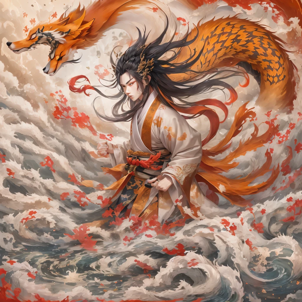 Nine-tailed fox 32k,red and white仙魔界, Chance encounter with Liu Hanshu, He saw his old self in him, Decided to accept him as a disciple, teach him how to protect himself, But because of the hidden star map, Phoenix and the Liu family、Jade Sword Sect builds relationships, Beginning with the death of Liu Hanshu, Qin Yu embarked on the road of confrontation with powerful enemies, work hard, make yourself stronger, Stick to your core path of justice, (nine-tailed fox)eyes full of anger,red and whitenine-tailed fox握緊了拳頭,dash forward,Give the opponent a fatal blow,full body lesbian,Full body nine-tailed fox male mage 32k(傑作canyon超HD)Phoenix(canyon)climb the streets, explosion scene(nine-tailed fox), (dragon), nine-tailed fox憤怒的戰鬥姿態, looking at the ground, batik linen headscarf, 中國red and white圖案長袖服裝, canyonred and whitenine-tailed fox(abstract acrylic splash:1.2)red and white(realistically:1.4),black hair,flour fluttering,rainbow background, high resolution, detail, RAW photos, Sharp Re, Nikon D850 film photo by Jefferies Lee 4 Kodak Portra 400 camera F1.6 guns, colorful, Ultra-realistic and vivid textures, dramatic lighting, Unreal Engine Art Station Trend, Sinest 800,red and white飄逸的霧氣,(((叢林canyon)))The injured line up in the street(OK)climb the streets,Movie Master Instant Image Quality(masterpiece,HD,Ultra high quality,32k) (linen batik scarf), fighting stance, looking at the ground, Linen bandana, 中國nine-tailed fox圖案長袖服裝, 早上的nine-tailed fox(Abstract gouache splash:1.2), dark clouds lightning background,sprinkling