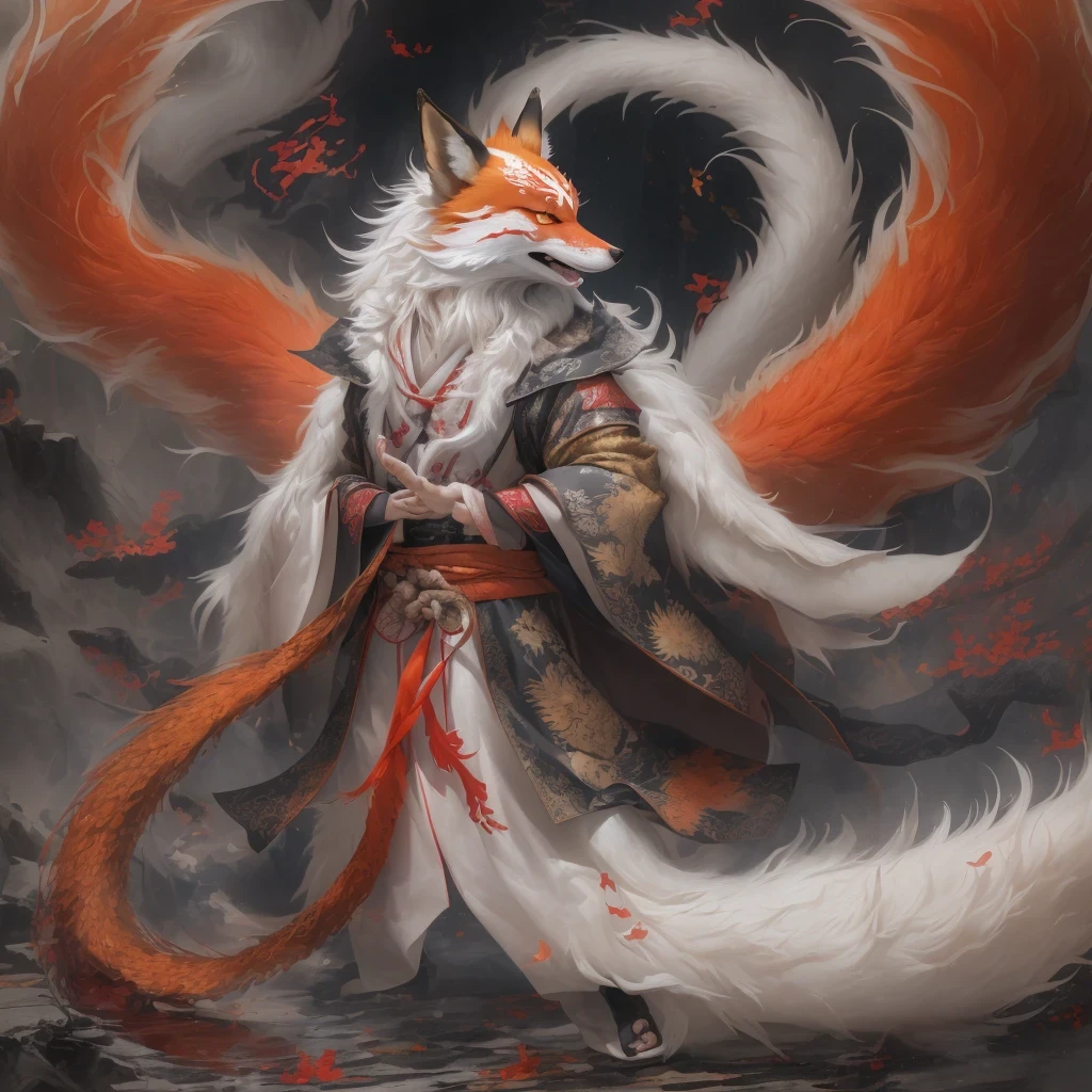 Nine-tailed fox 32k,red and white仙魔界, Chance encounter with Liu Hanshu, He saw his old self in him, Decided to accept him as a disciple, teach him how to protect himself, But because of the hidden star map, Phoenix and the Liu family、Jade Sword Sect builds relationships, Beginning with the death of Liu Hanshu, Qin Yu embarked on the road of confrontation with powerful enemies, work hard, make yourself stronger, Stick to your core path of justice, (nine-tailed fox)eyes full of anger,red and whitenine-tailed fox握緊了拳頭,dash forward,Give the opponent a fatal blow,full body lesbian,Full body nine-tailed fox male mage 32k(傑作canyon超HD)Phoenix(canyon)climb the streets, explosion scene(nine-tailed fox), (dragon), nine-tailed fox憤怒的戰鬥姿態, looking at the ground, batik linen headscarf, 中國red and white圖案長袖服裝, canyonred and whitenine-tailed fox(abstract acrylic splash:1.2)red and white(realistically:1.4),black hair,flour fluttering,rainbow background, high resolution, detail, RAW photos, Sharp Re, Nikon D850 film photo by Jefferies Lee 4 Kodak Portra 400 camera F1.6 guns, colorful, Ultra-realistic and vivid textures, dramatic lighting, Unreal Engine Art Station Trend, Sinest 800,red and white飄逸的霧氣,(((叢林canyon)))The injured line up in the street(OK)climb the streets,Movie Master Instant Image Quality(masterpiece,HD,Ultra high quality,32k) (linen batik scarf), fighting stance, looking at the ground, Linen bandana, 中國nine-tailed fox圖案長袖服裝, 早上的nine-tailed fox(Abstract gouache splash:1.2), dark clouds lightning background,sprinkling