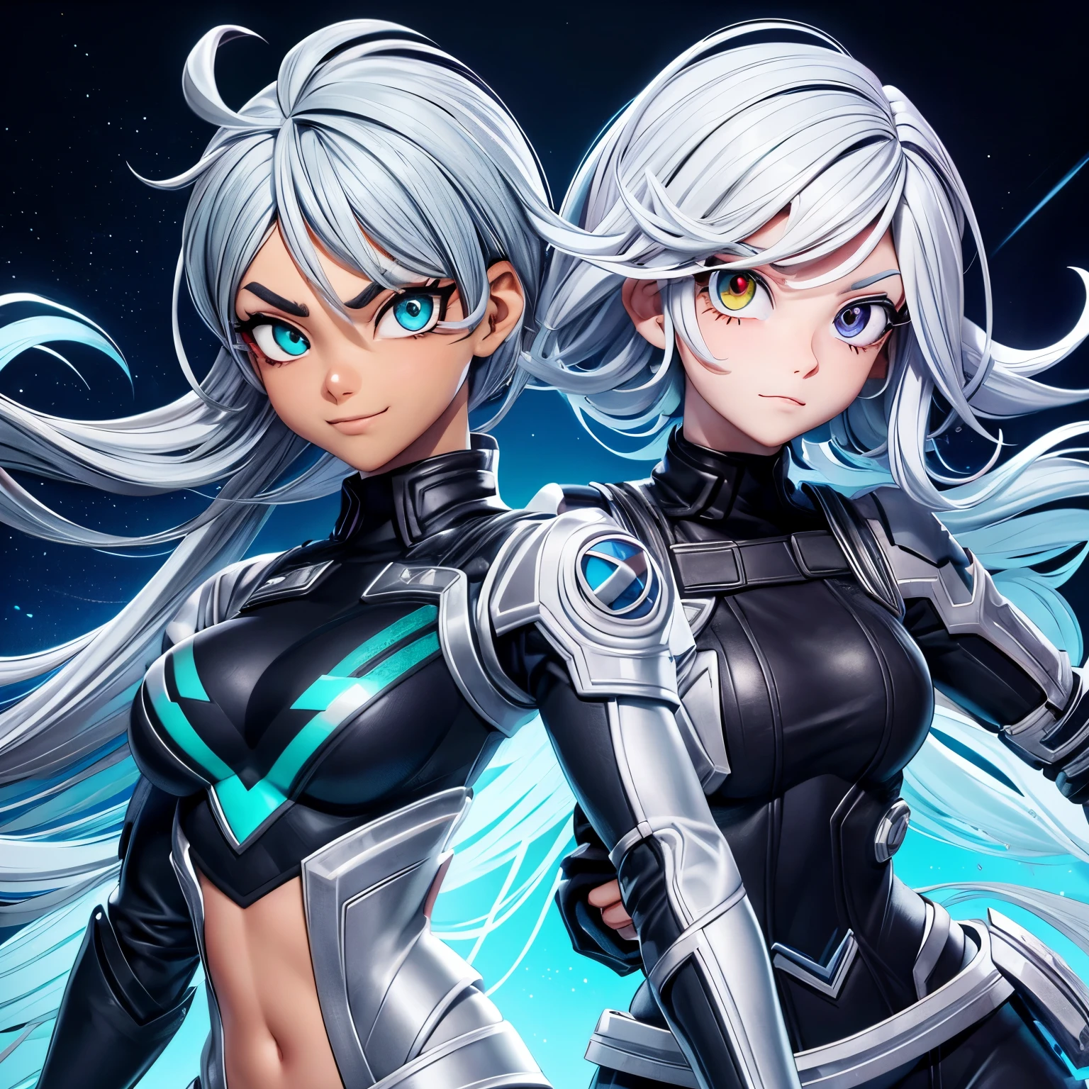 Copy
Create a Black female character for the My Hero Academia universe, 25-30 years old, silver hair, eyes with heterochromia green and blue, anatomically proportional body, would be, with striking eyebrows, ability to manipulate gravity.
INFO