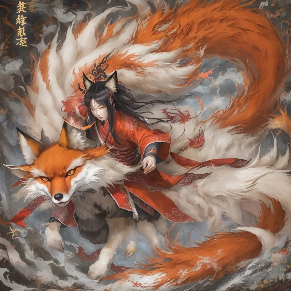 Nine-tailed fox 32k，red and white仙魔界, Chance encounter with Liu Hanshu, He saw his old self in him, Decided to accept him as a disciple, teach him how to protect himself, But because of the hidden star map, Phoenix and the Liu family、Jade Sword Sect builds relationships, Beginning with the death of Liu Hanshu, Qin Yu embarked on the road of confrontation with powerful enemies, work hard, make yourself stronger, Stick to your core path of justice, （nine-tailed fox）eyes full of anger，red and whitenine-tailed fox握緊了拳頭，dash forward，Give the opponent a fatal blow，full body lesbian，Full body nine-tailed fox male mage 32k（傑作canyon超HD）Phoenix（canyon）climb the streets， explosion scene（nine-tailed fox）， （dragon）， nine-tailed fox憤怒的戰鬥姿態， looking at the ground， batik linen headscarf， 中國red and white圖案長袖服裝， canyonred and whitenine-tailed fox（abstract acrylic splash：1.2）red and white（realistically：1.4），black hair，flour fluttering，rainbow background， high resolution， detail， RAW photos， Sharp Re， Nikon D850 film photo by Jefferies Lee 4 Kodak Portra 400 camera F1.6 guns, colorful, Ultra-realistic and vivid textures, dramatic lighting, Unreal Engine Art Station Trend, Sinest 800，red and white飄逸的霧氣,（（（叢林canyon）））The injured line up in the street（OK）climb the streets，Movie Master Instant Image Quality（masterpiece，HD，Ultra high quality，32k） （linen batik scarf）， fighting stance， looking at the ground， Linen bandana， 中國nine-tailed fox圖案長袖服裝， 早上的nine-tailed fox（Abstract gouache splash：1.2）， dark clouds lightning background，sprinkling