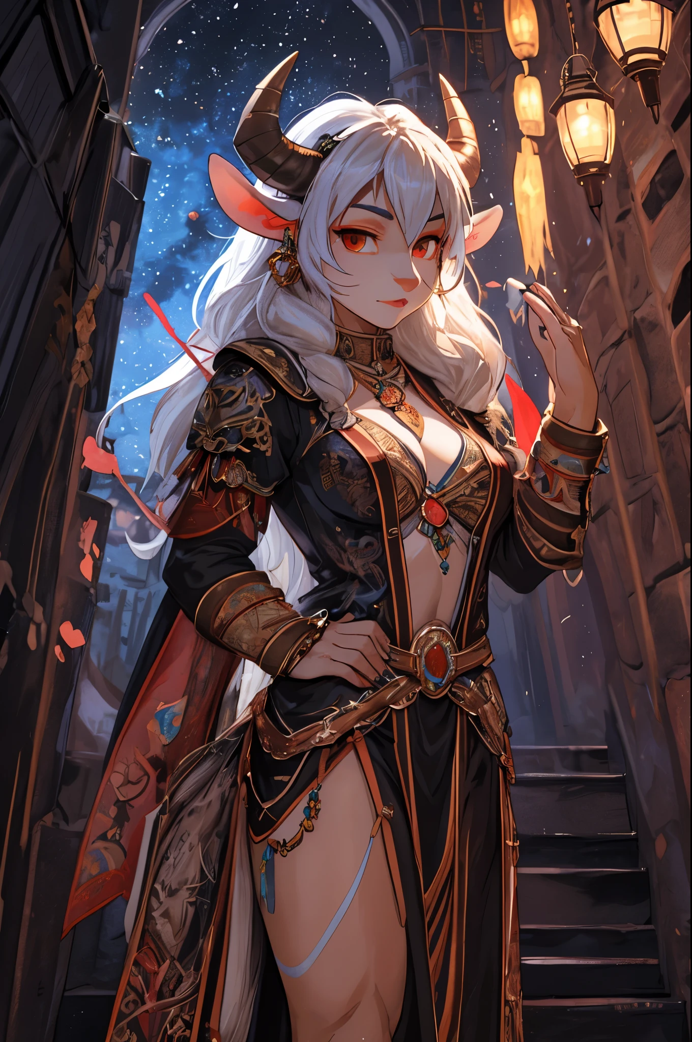 (8k, RAW photo, best quality, masterpiece), (1girl:1.5), a detailed character portrait, clearly worked out detail, (taurus, cow), (wizard, magician), ((muscular, cute face, curvey body)), breast, wearing fantasy tribal clothes, rpg, dnd, lithe, intricate, cinematic, natural lighting, anime, MAPPA style, raytracing, detailed face, high resolution, (ultra detailed)