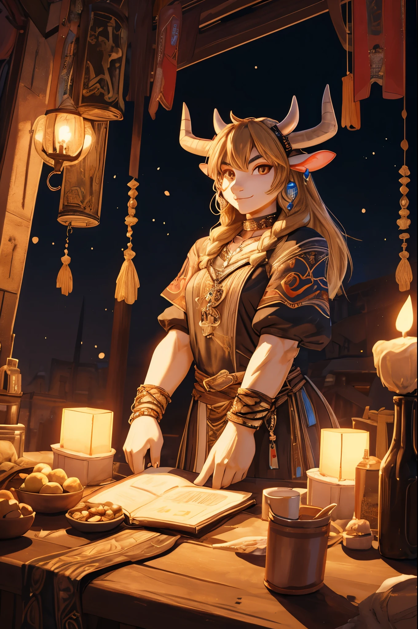 (8k, RAW photo, best quality, masterpiece), (1girl:1.5), a detailed character portrait, clearly worked out detail, (taurus, cow), ((muscular, athletic, cute face, curvey body)), juicy breast, wearing fantasy tribal clothes, rpg, dnd, lithe, intricate, cinematic, natural lighting, anime, MAPPA style, raytracing, detailed face, high resolution, (ultra detailed)