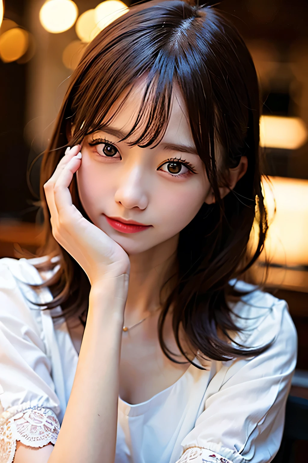 (8k, RAW photo:1.2)detailed face and eyes,最high quality, 超A high resolution, very detailed ,intricate details ,stylish bar, one piece、pretty girl , soft light like a movie, hyper detail,sharp focus, high quality, dripping from,