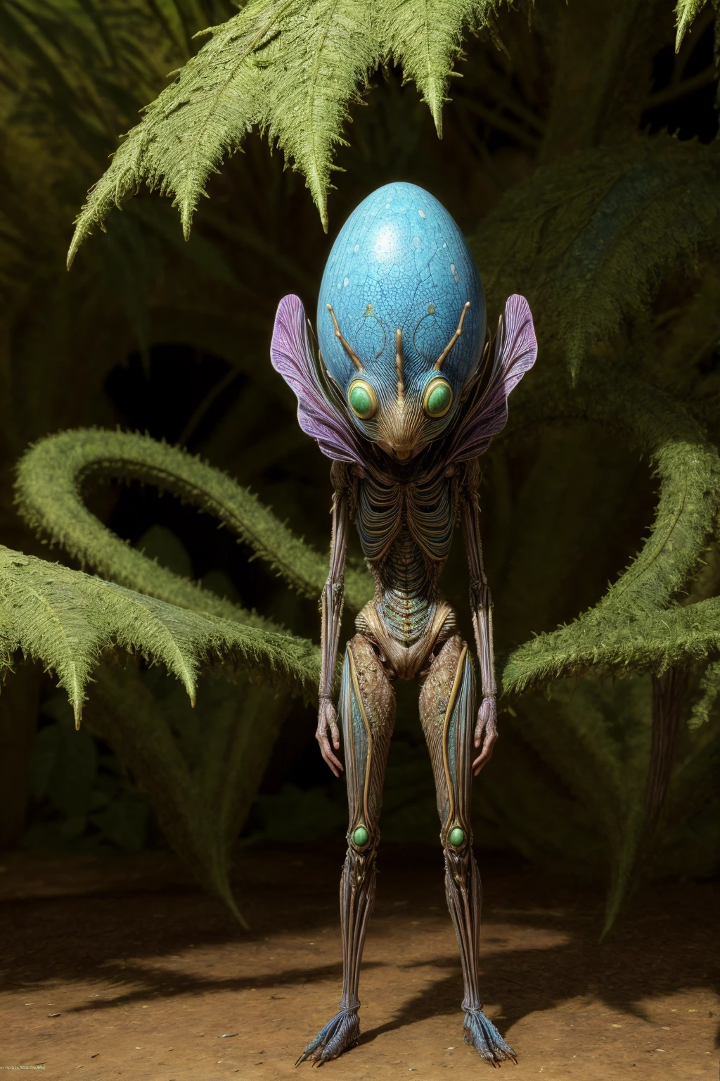 best quality, masterpiece, ultra high res, (photo realistic:1.4), arafed woman, standing, a blue butterfly with a yellow crown on its head, wayne barlowe concept art, insectoid, by Dugald Sutherland MacColl, inspired by Philippe Druillet, by Philippe Druillet, luminescence,highly detailed, she has iridescent membranes, by Roger Dean, mystical insects, wayne barlowe detailed there is a blue egg sitting on a green plant with a blue egg, alien plant from alpha centauri, alien plant, alien flora and fauna, mandelbulb 3d, mandelbulb 3 d, 3d mandelbulb, alien flora, mandelbulb, mandelbulb architecture, style of jim burns, synthetic maw, vegetal dragon cyborg, a hyper-detailed alien