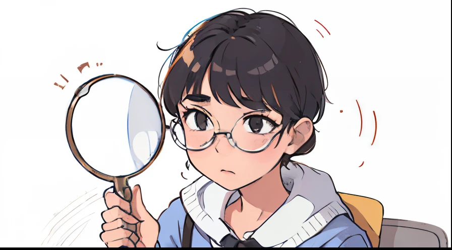 Student focucing on magnifying glass 