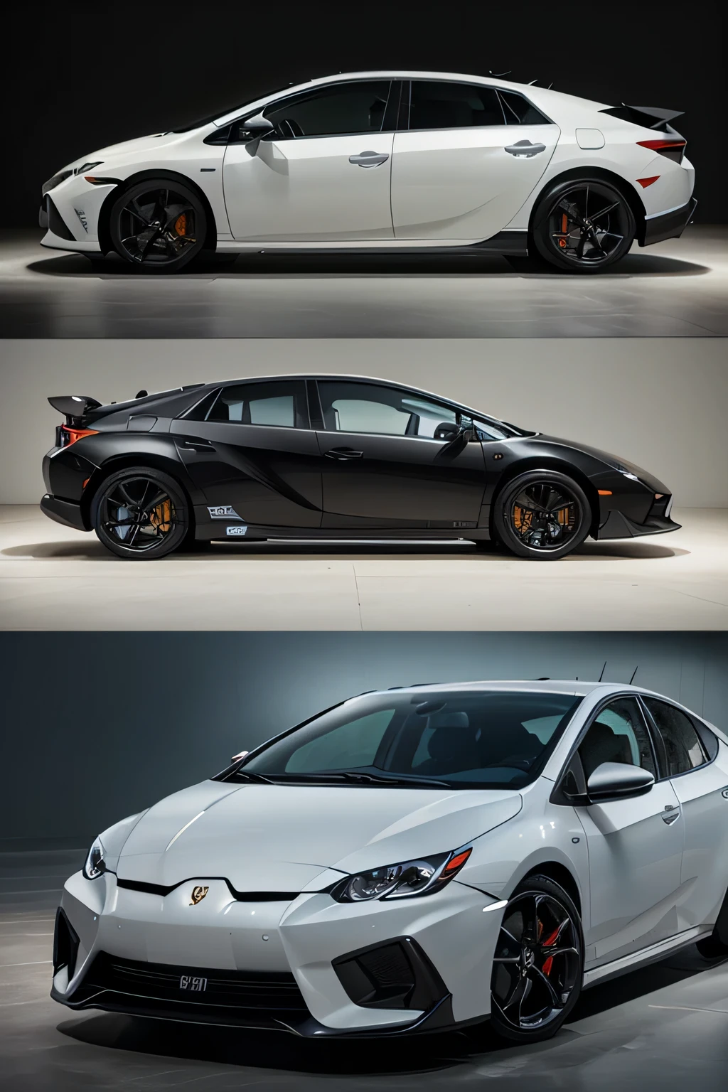 a sports sedan 4 door car, futuristic concept car , in toyota prius 2024 shape and dimensions lamborghini design inspired