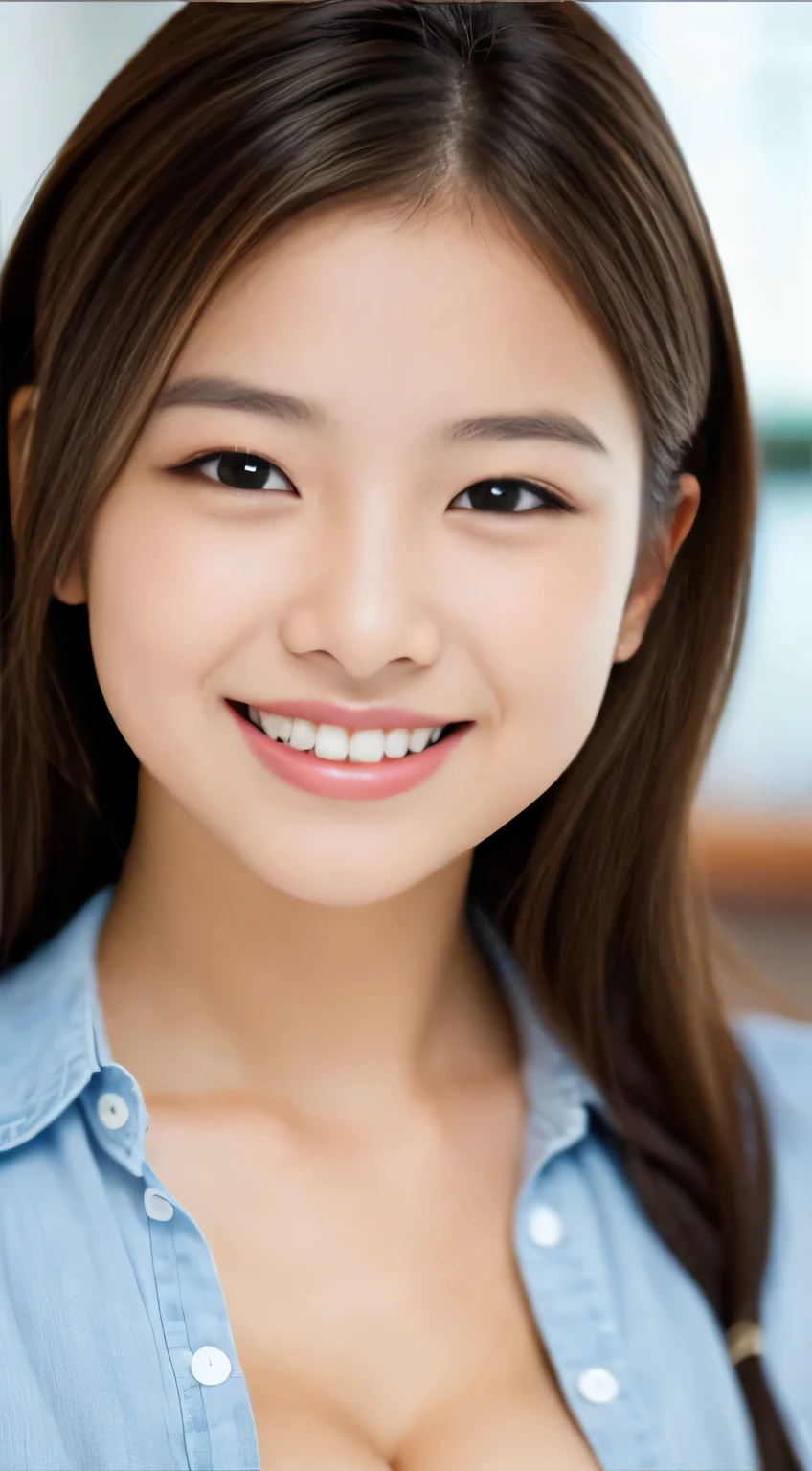 Japanese ),((beautiful girl)),cleavage,An expression that imagines something pleasant:1.2,(perfect body beauty:1.2),((perfect body)),(shy smile),beautiful teeth,