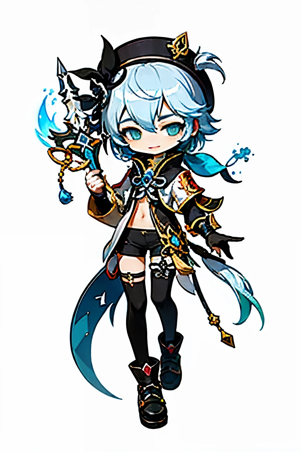 a cartoon image of a boy with a blue hat and a sword, character art of maple story, hero 2 d fanart artsation, genshin impact character, keqing from genshin impact, advanced digital chibi art, from bravely default ii, cute character, arcane art style, zhongli from genshin impact, official character art, stylized anime