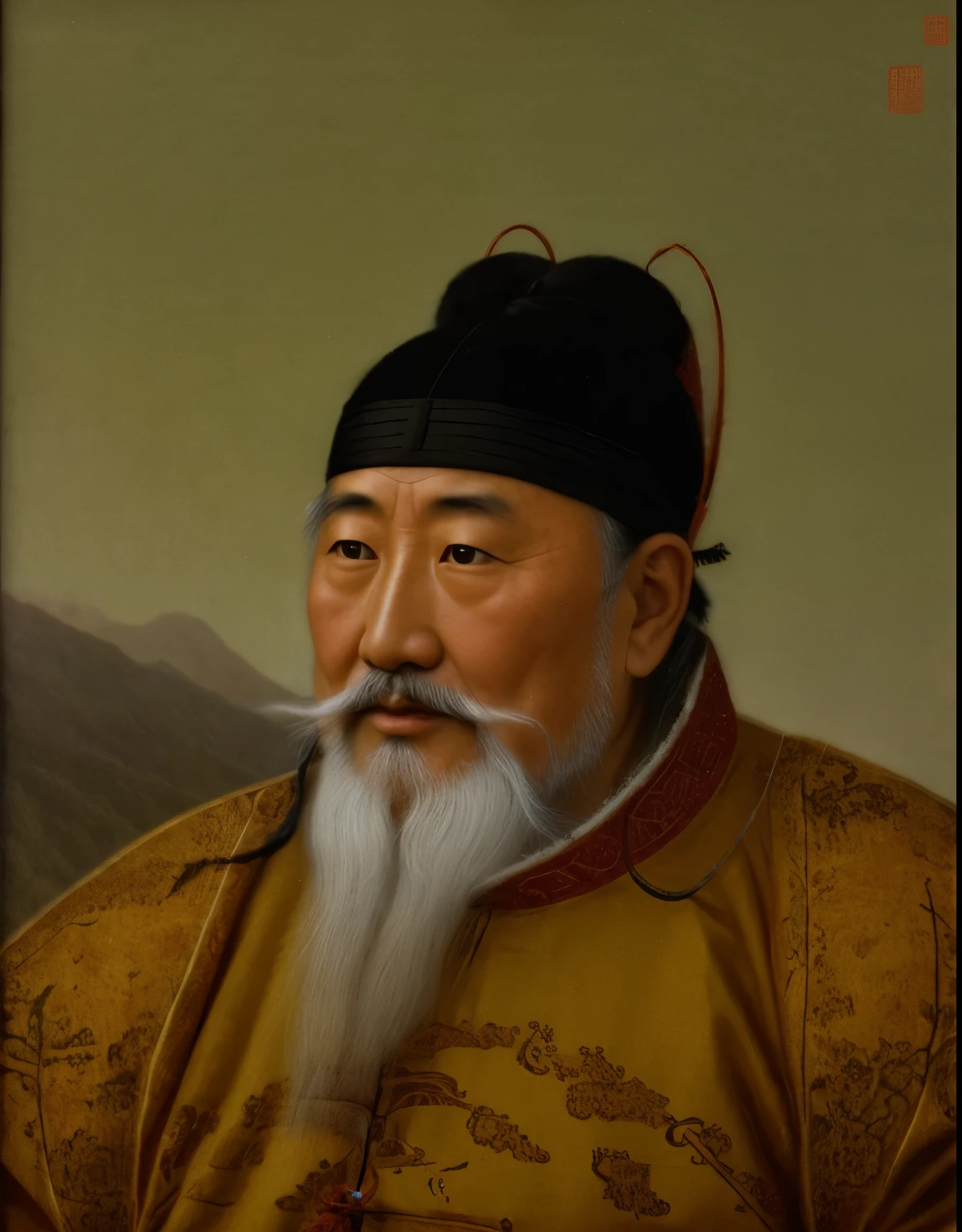 digital photo of an ancient chinese poet, serious expression, intricate details, editorial photo