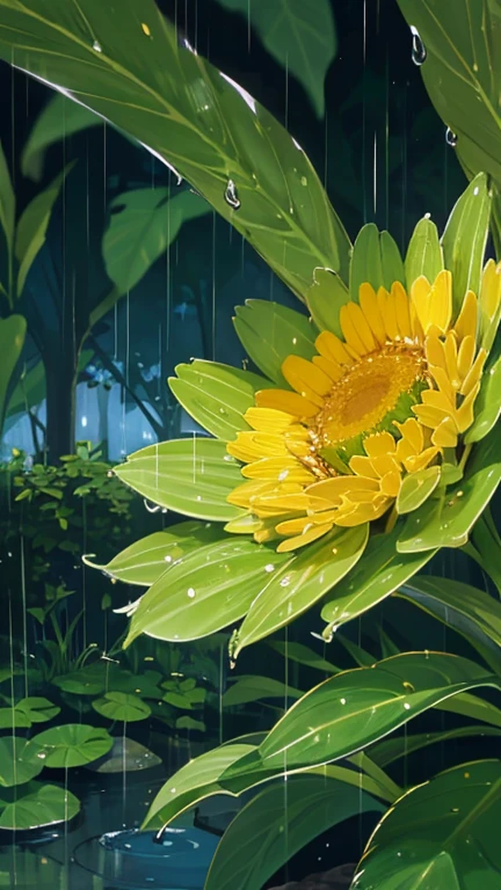 rainwater,dew,verdant,Focus the lens