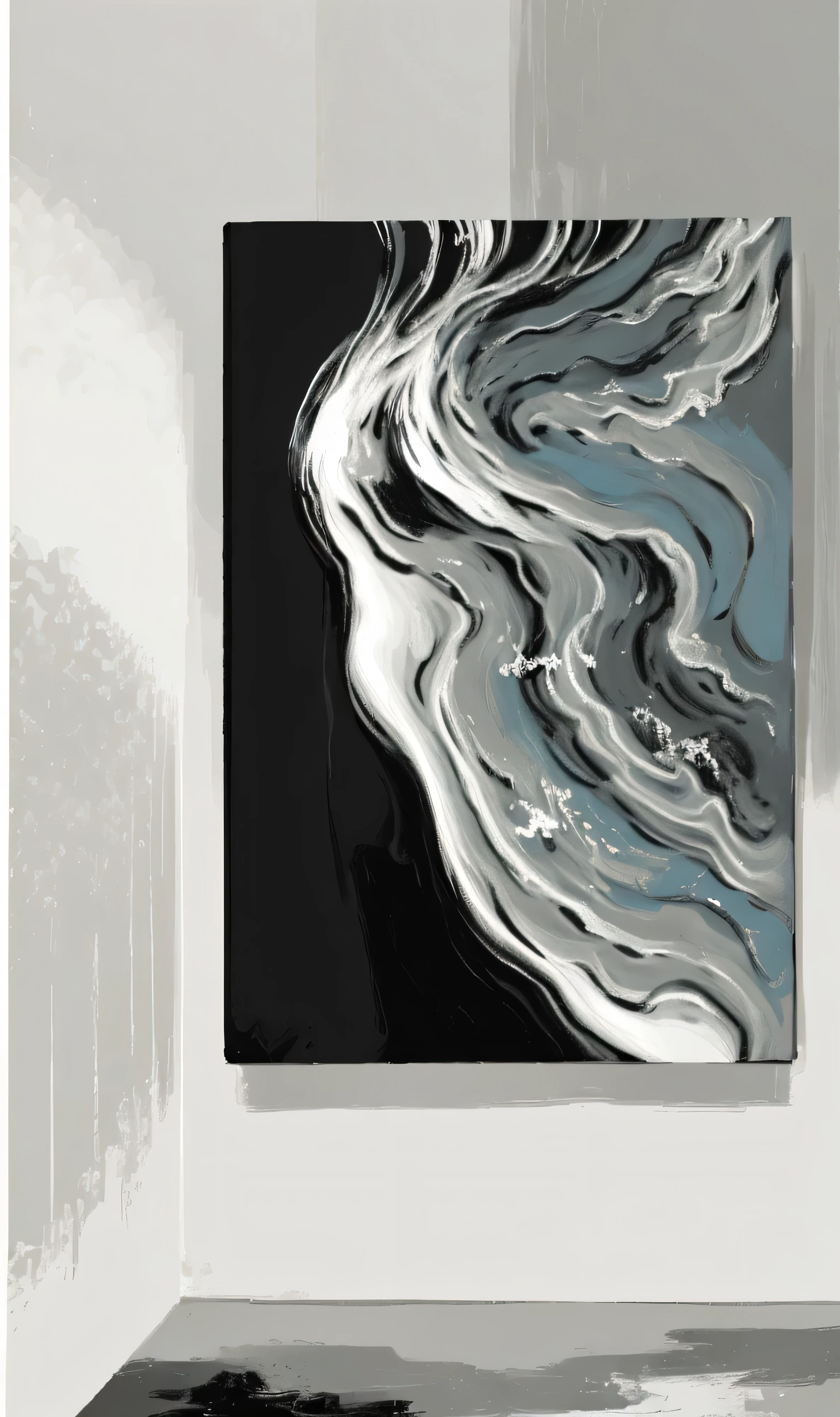 Close-up of a painting on the living room wall, Abstract liquid acrylic art, textured canvas, canvas art, black abstract painting, canvas art print, paint on canvas, art canvas, 在Black velvet painting布上作画, detailed, fine art print, Dough on black canvas layer, Black velvet painting, organic acrylic flow art