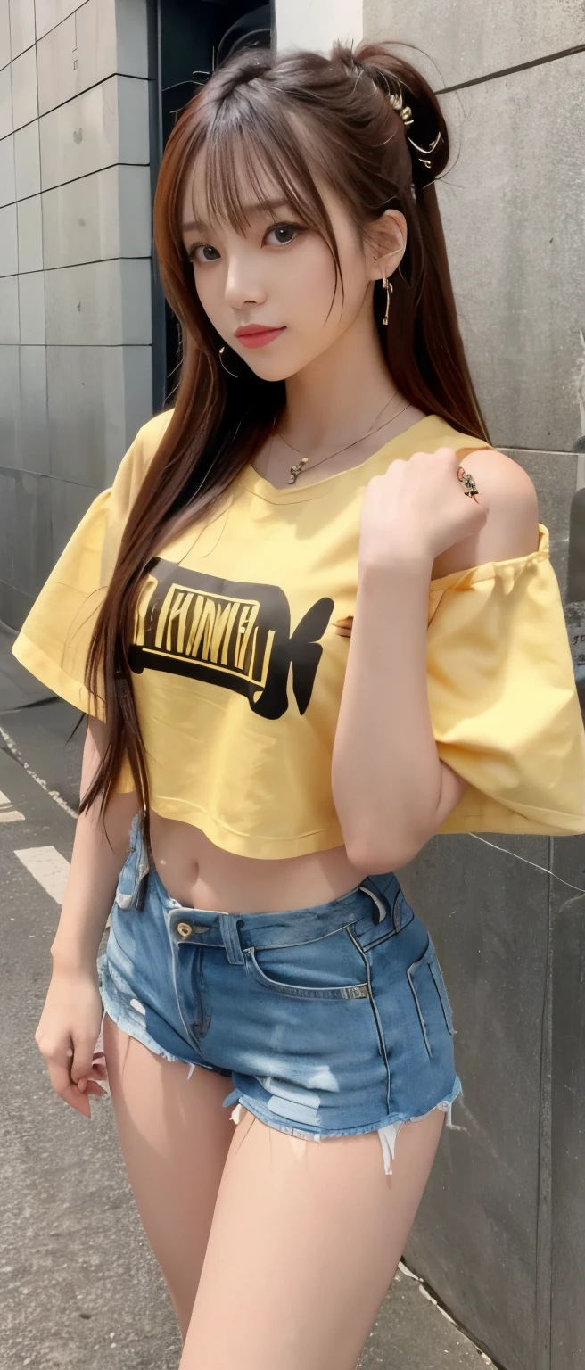 gorgeous punk idol、whole body、good style、、、、、gold tight shorts、、