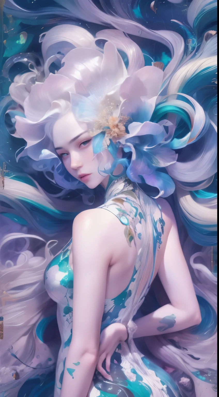 Surrealism, concept art, Classicism, Backlighting, Bloom, Optical illusion, expected insert, Ultra high quality, masterpiece, textured skin, Ultra-detailed, high quality, Award-winning,Blue and white porcelain beauty,Green Swirl Soul, Gorgeous and smooth, author:Tan Yang Kano,Alan Jewett, Beeple and James Jean, author:Wen Boren, james jenn and wop, author:Ren Renfa, yanjun cheng, Thomas Willat (Thomas Villatte) complex