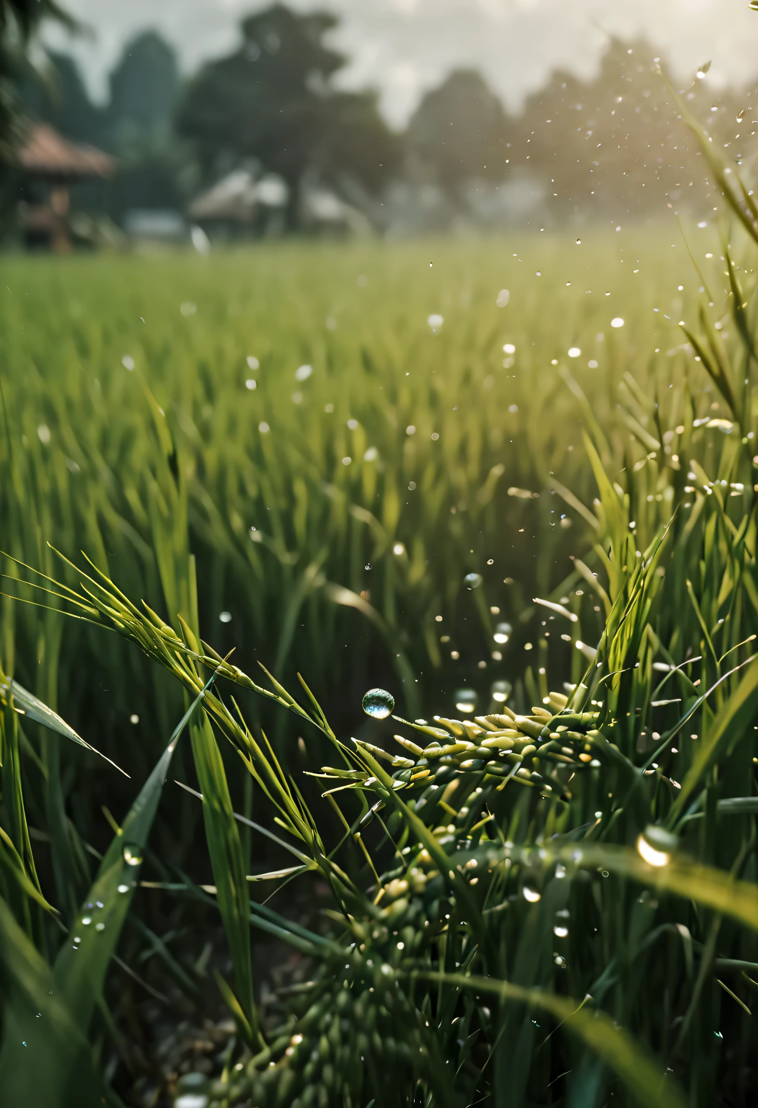 ((Masterpiece in maximum 16K resolution):1.6),((soft_color_photograpy:)1.5), ((Ultra-Detailed):1.4),((Movie-like still images and dynamic angles):1.3),| Macro shot, (Rice paddy), (macro lens), (pollen), (dewdrops), (shimmer), (visual experience), (cinematic photo of a ripe rice paddy),(Realism), (Realistic),award-winning graphics, dark shot, film grain, extremely detailed, Digital Art, rtx, Unreal Engine, scene concept anti glare effect, All captured with sharp focus.