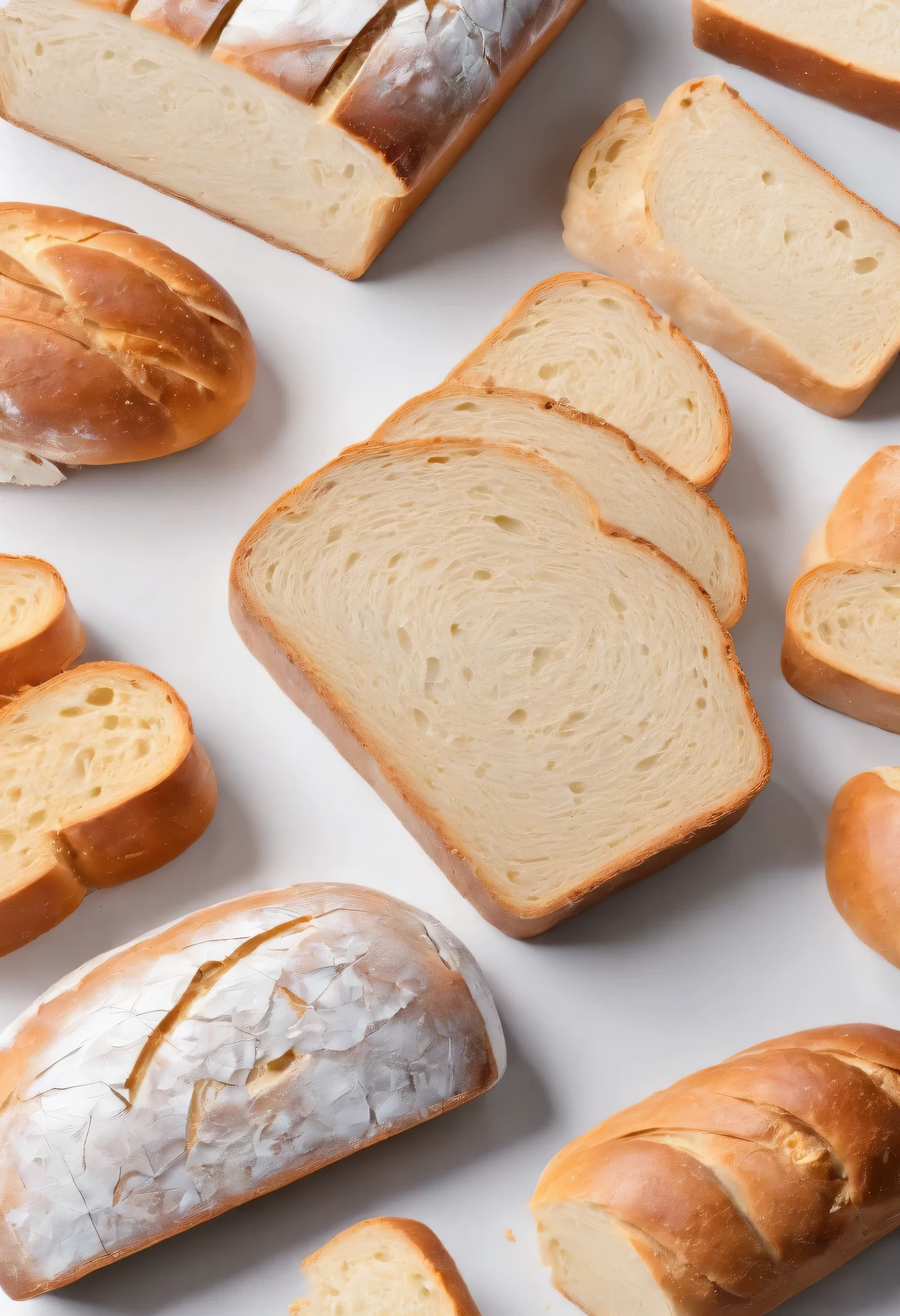white bread, white background
