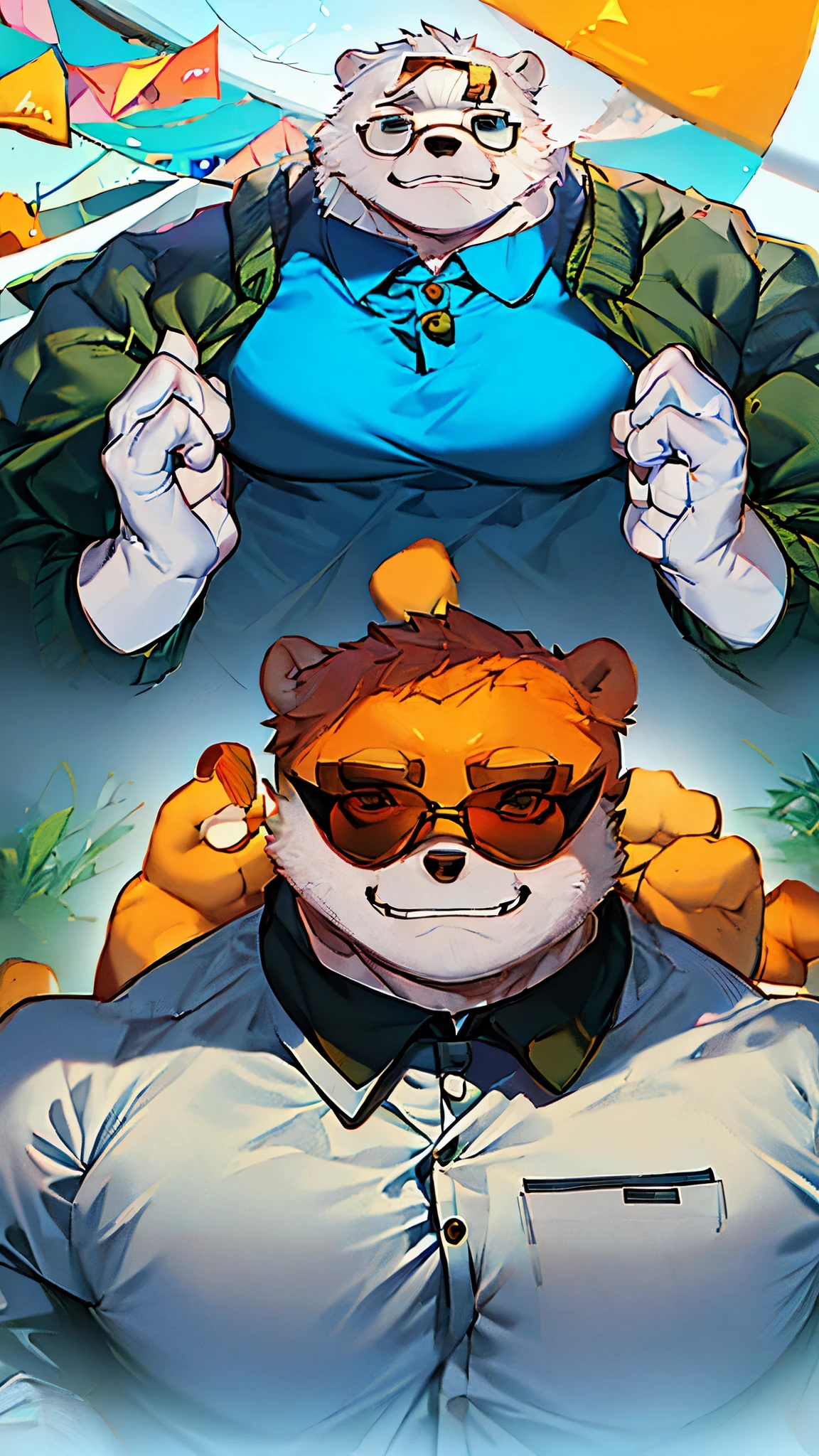 a white bear wearing a suit and sunglasses