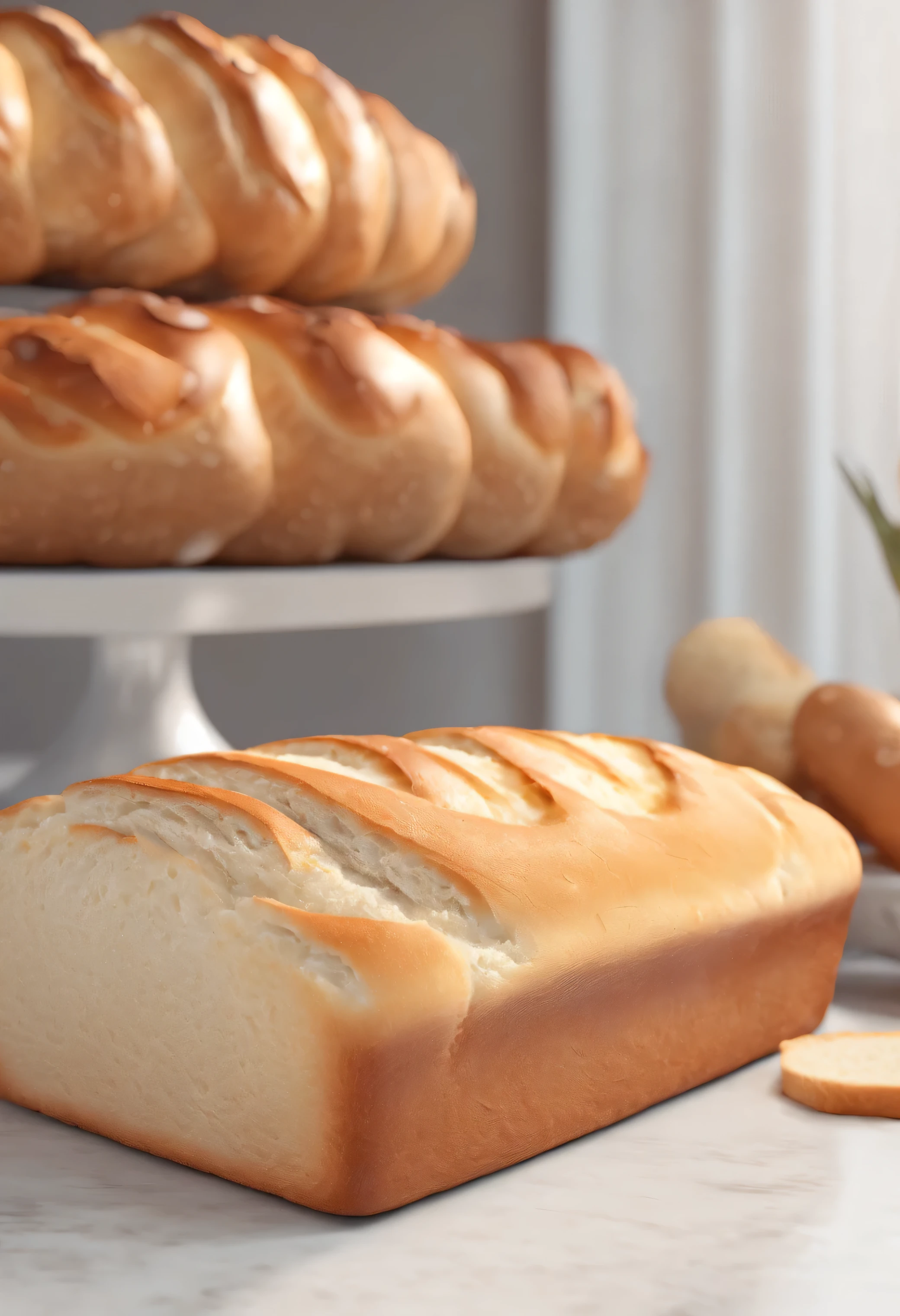 white bread, white background,