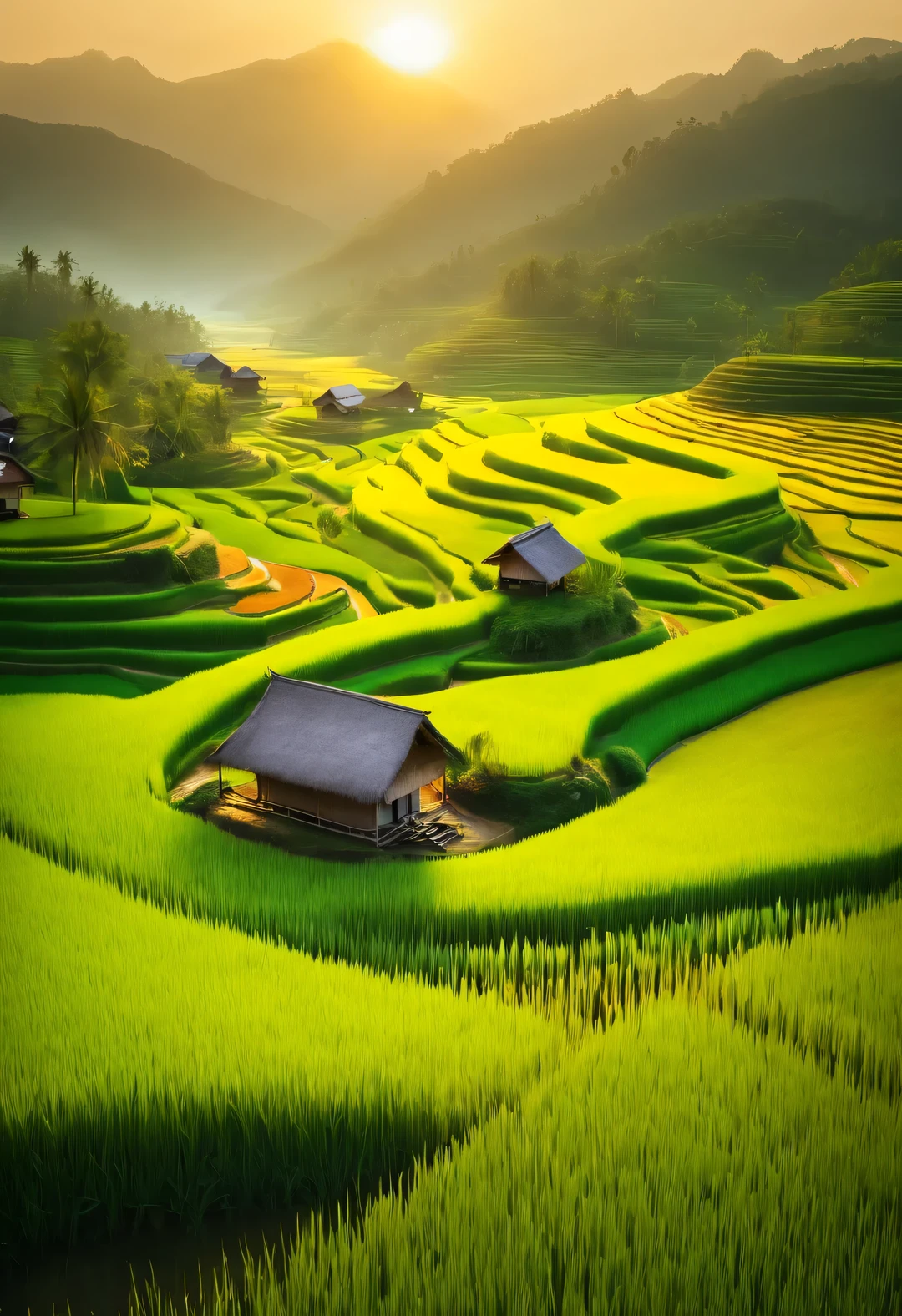 beth hamity style, Stunning natural landscape of rice fields, Farmhouse,
