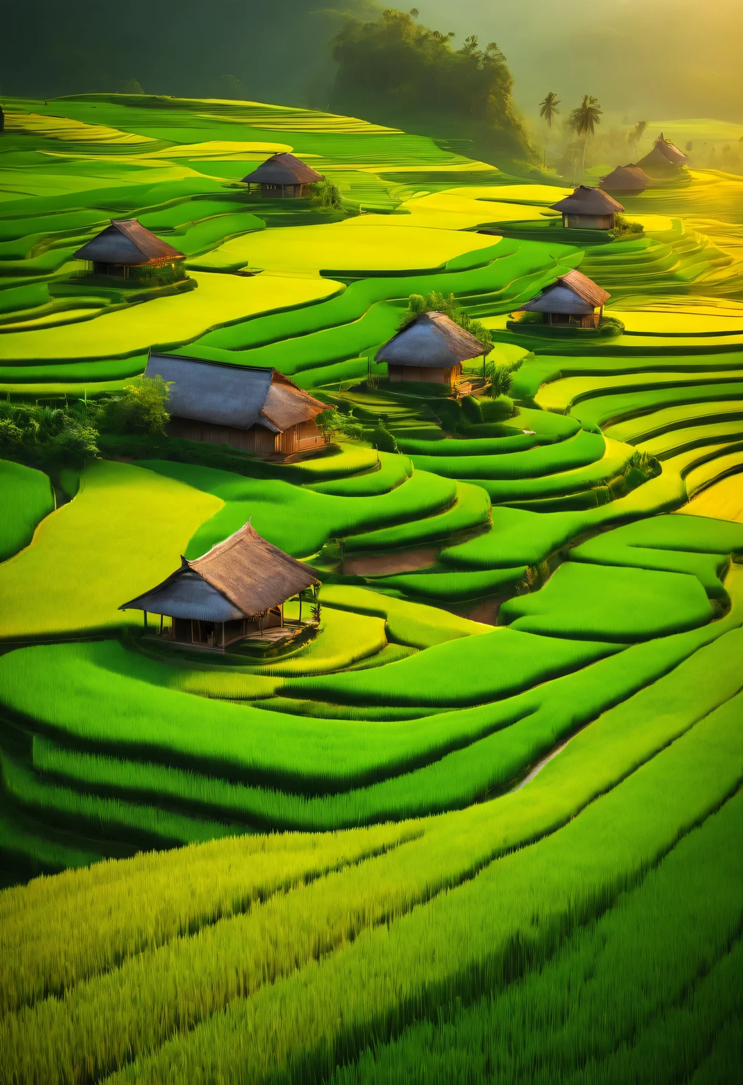 beth hamity style, Stunning natural landscape of rice fields, Farmhouse,