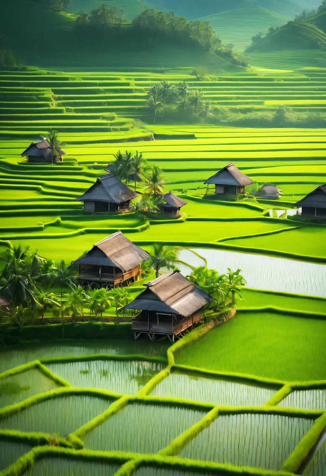 beth hamity style, Stunning natural landscape of rice fields, Farmhouse,