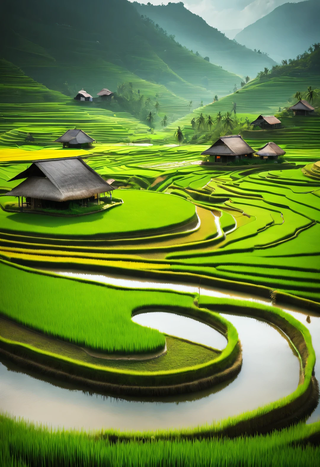 beth hamity style, Stunning natural landscape of rice fields, Farmhouse,