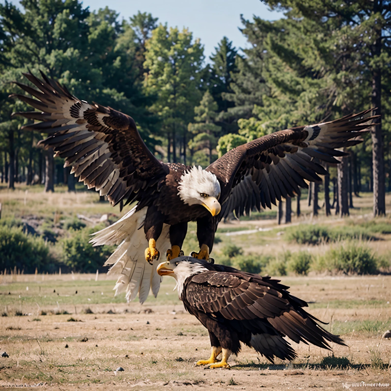 Eagle fights against wolf